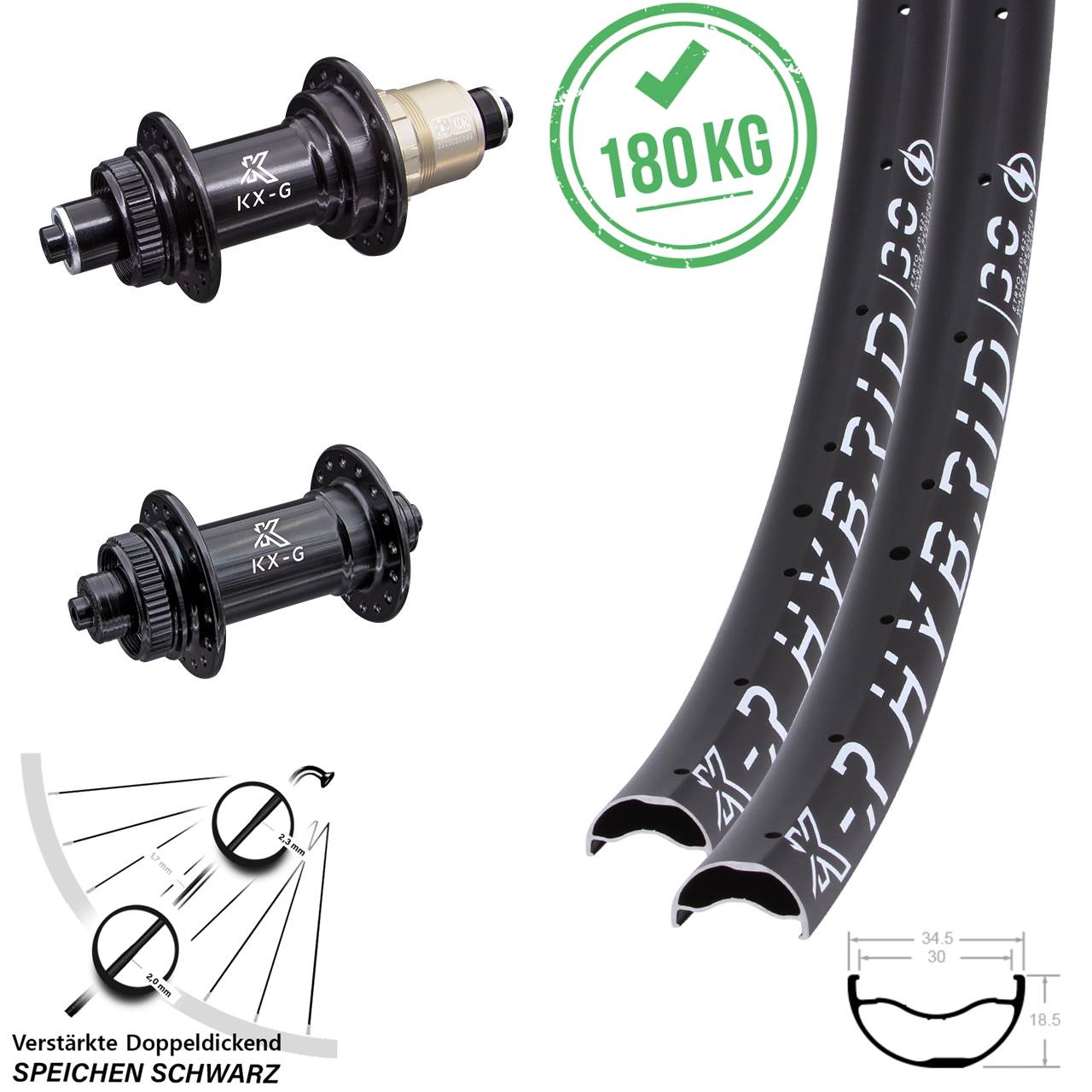 Disc Laufrad-Satz QR 29 Zoll KX-GR Hybrid 30 SRAM XDR