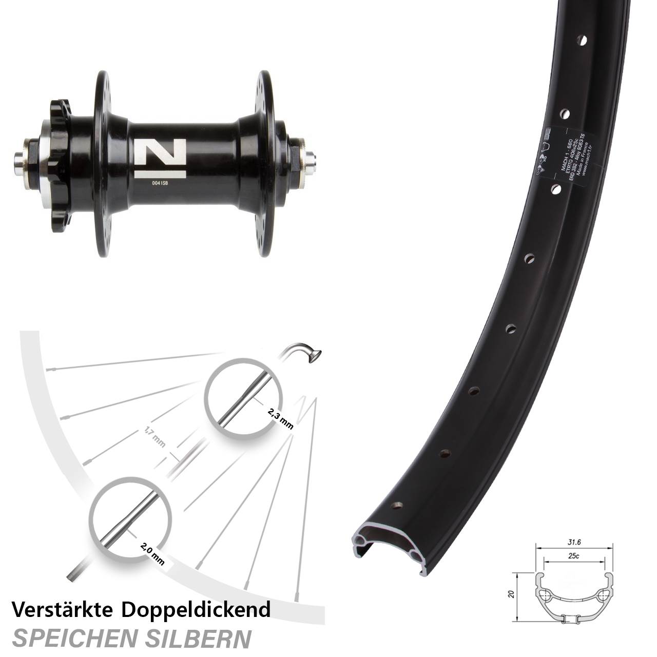 Mach1 Kargo Novatec D-041 20 Zoll Disc Laufrad QR