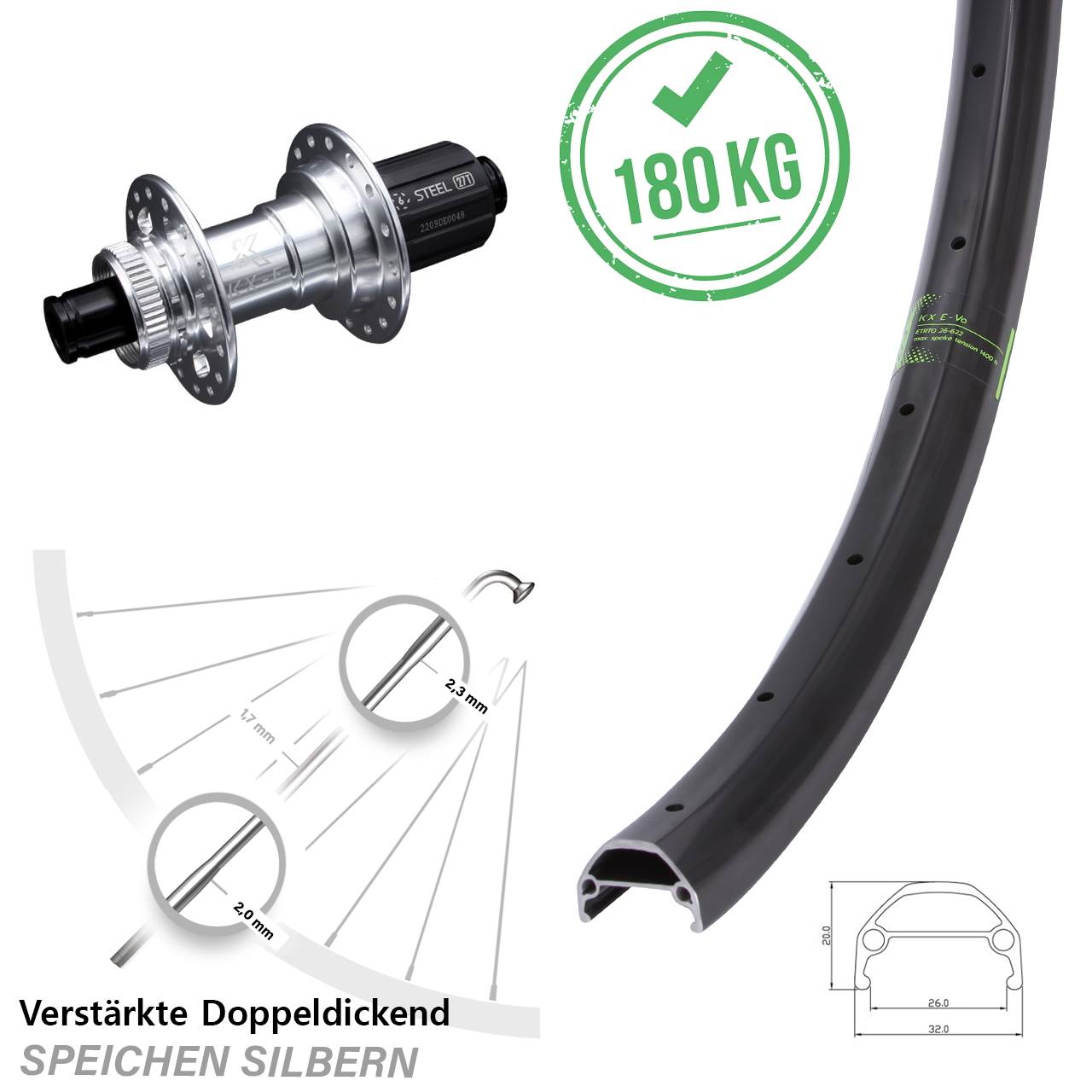 29 Zoll KX-Evo Hinterrad Centerlock 12x142 8-12 fach HG