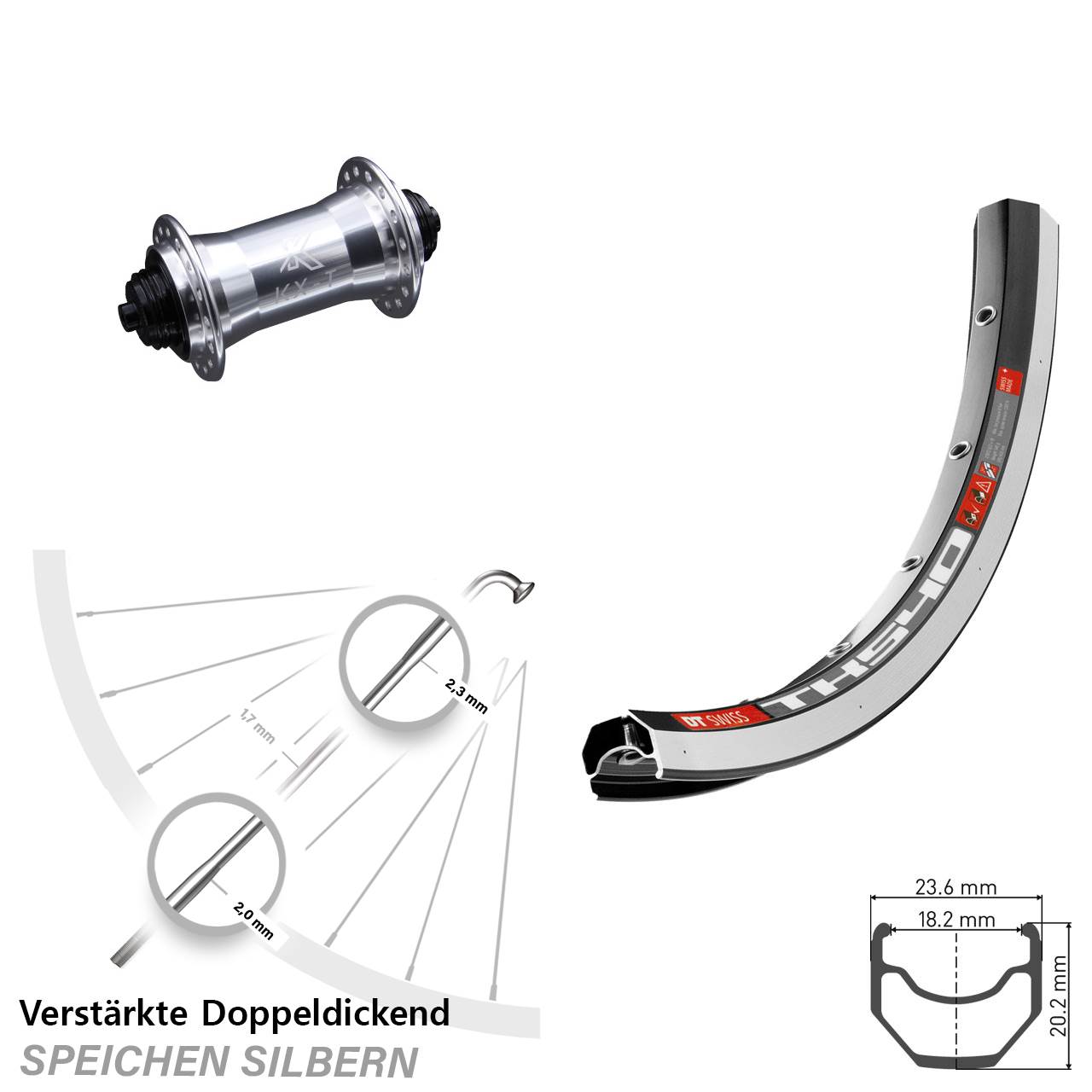 Vorderrad 28 Zoll DT Swiss TK540 KX-T verstärkt für Schnellspanner