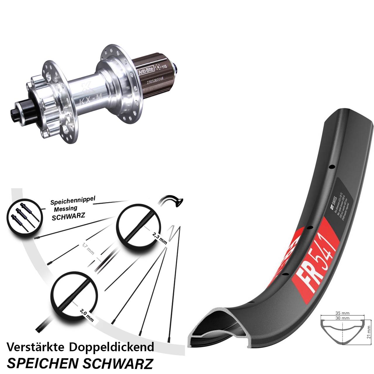 6-Loch Hinterrad QR 27,5 Zoll DT Swiss FR 541 KX-M 8-12 fach