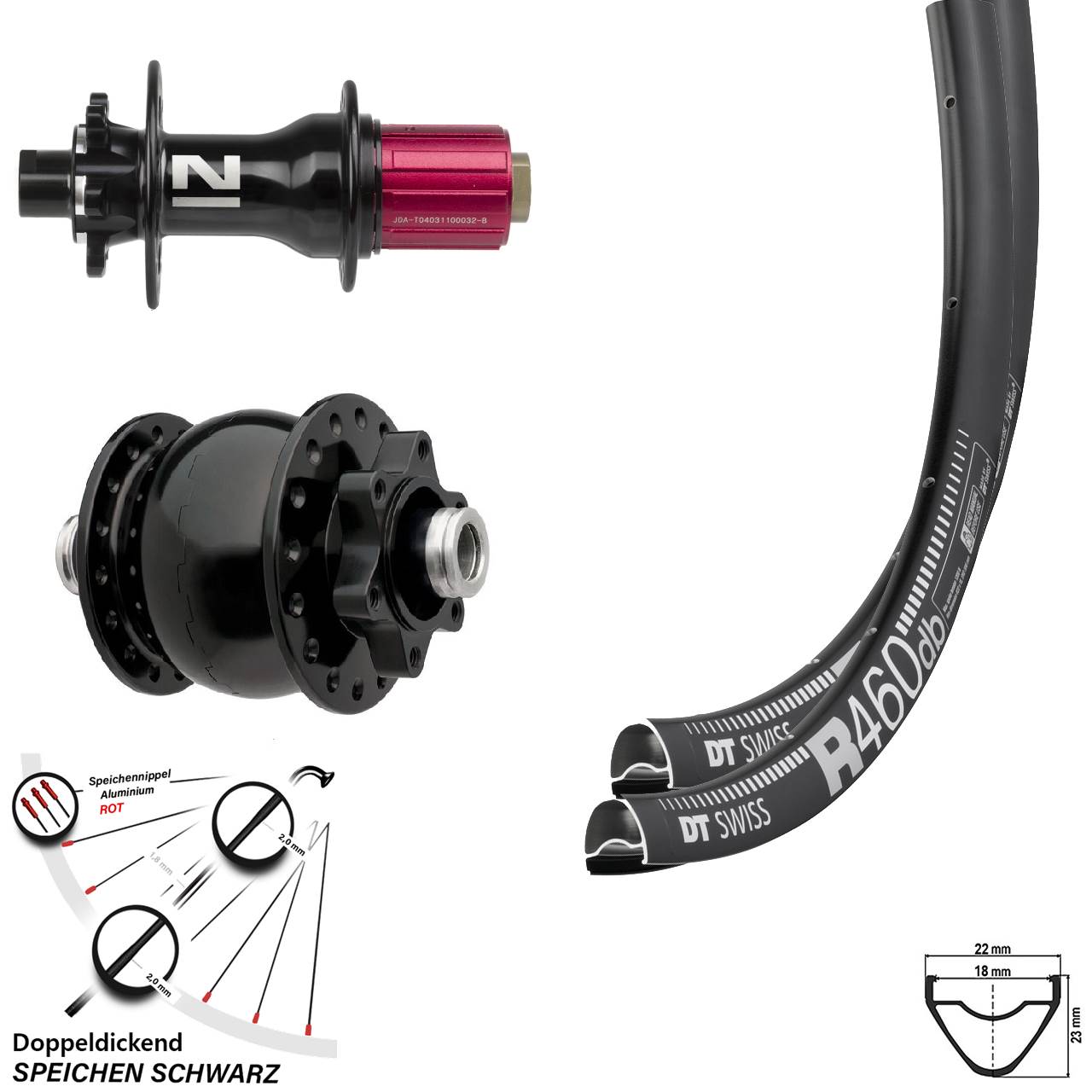 28 Zoll Laufradsatz Dynamo SON 28-12 Disc 6-loch Steckachse Novatec 11-fach DT Swiss R 460
