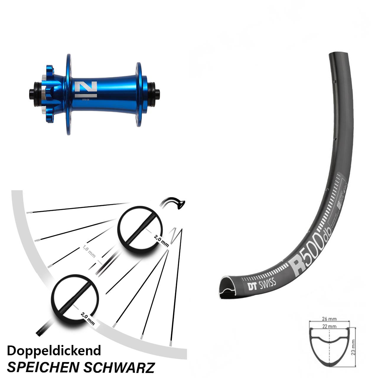 Novatec D791SB blau DT Swiss R 500 Laufrad 28-29 Zoll für Schnellspanner