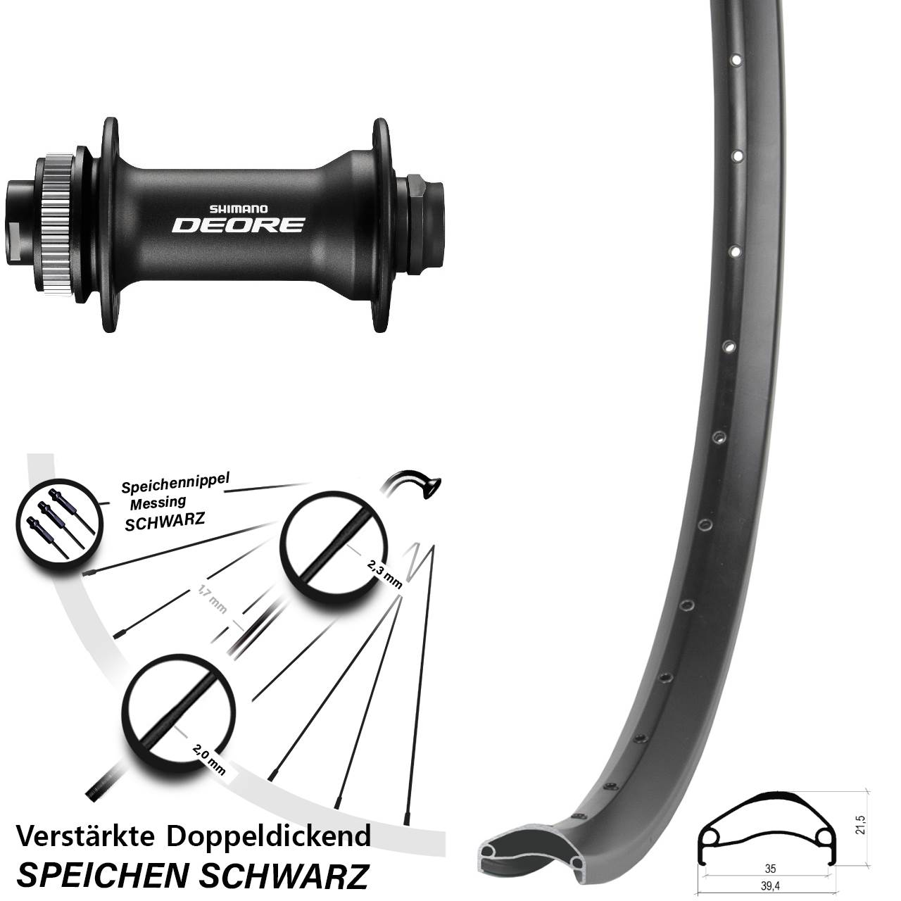 Ambrosio E35 Shimano Deore HB-M618 Boost 29 Zoll Disc Laufrad 15x110