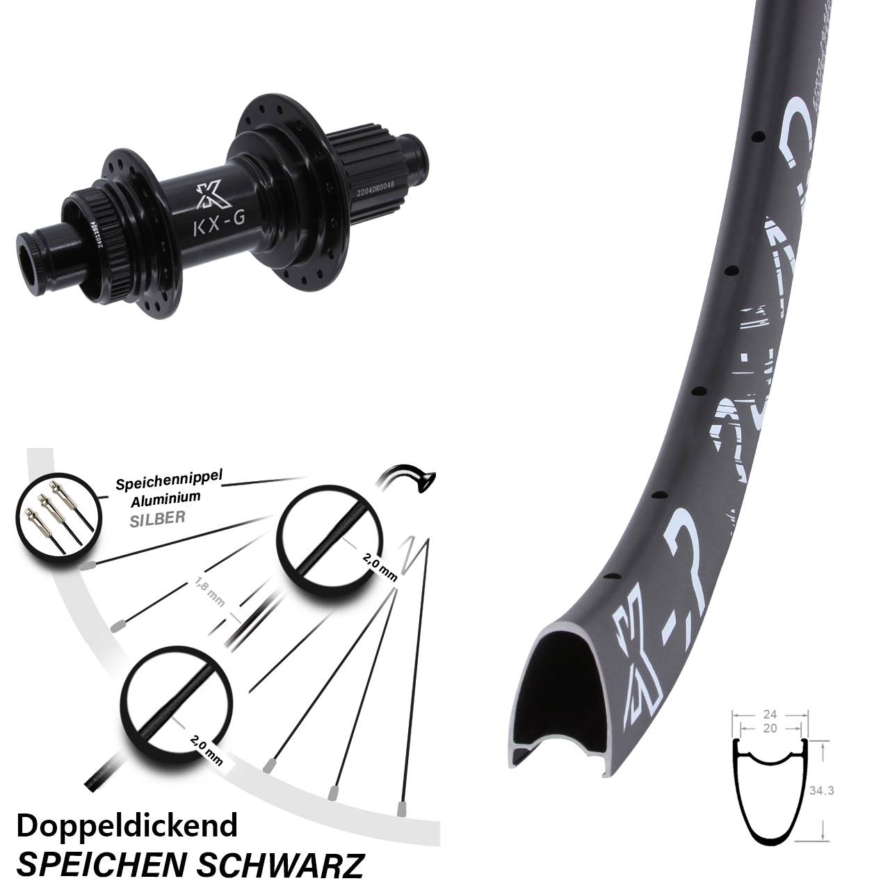 R Road 28 Zoll Hinterrad KX-GS Micro Spline 12x142