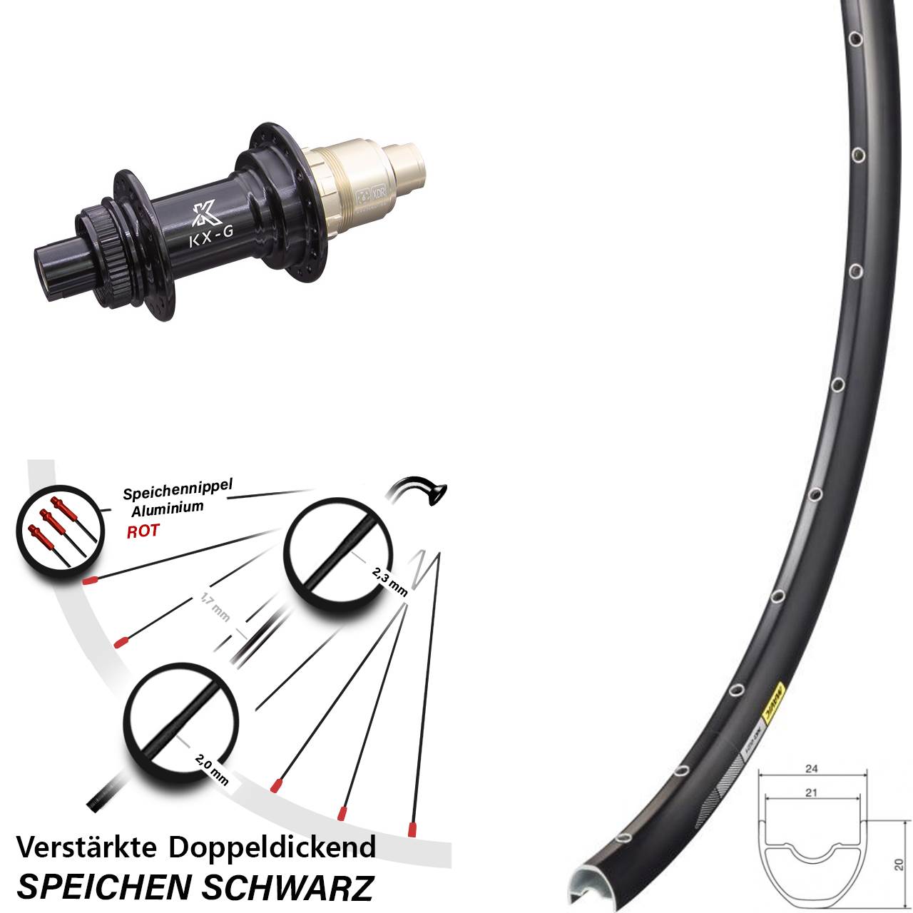Hinterrad 29 Zoll Mavic XC621 KX-G Centerlock SRAM XDR schwarz 12x142
