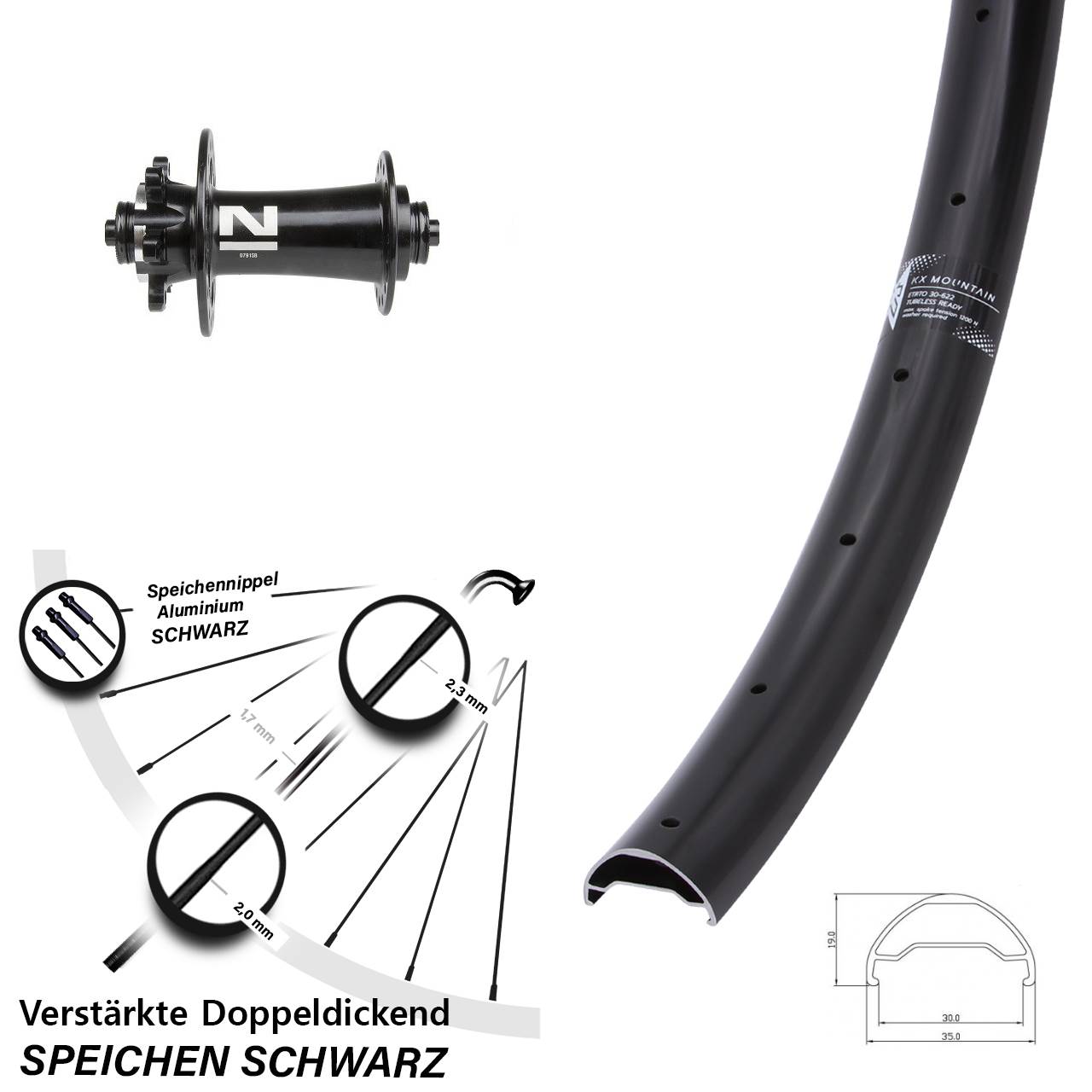 KX Mountain TR Novatec D791SB 29 Zoll Disc Vorderrad für Schnellspanner
