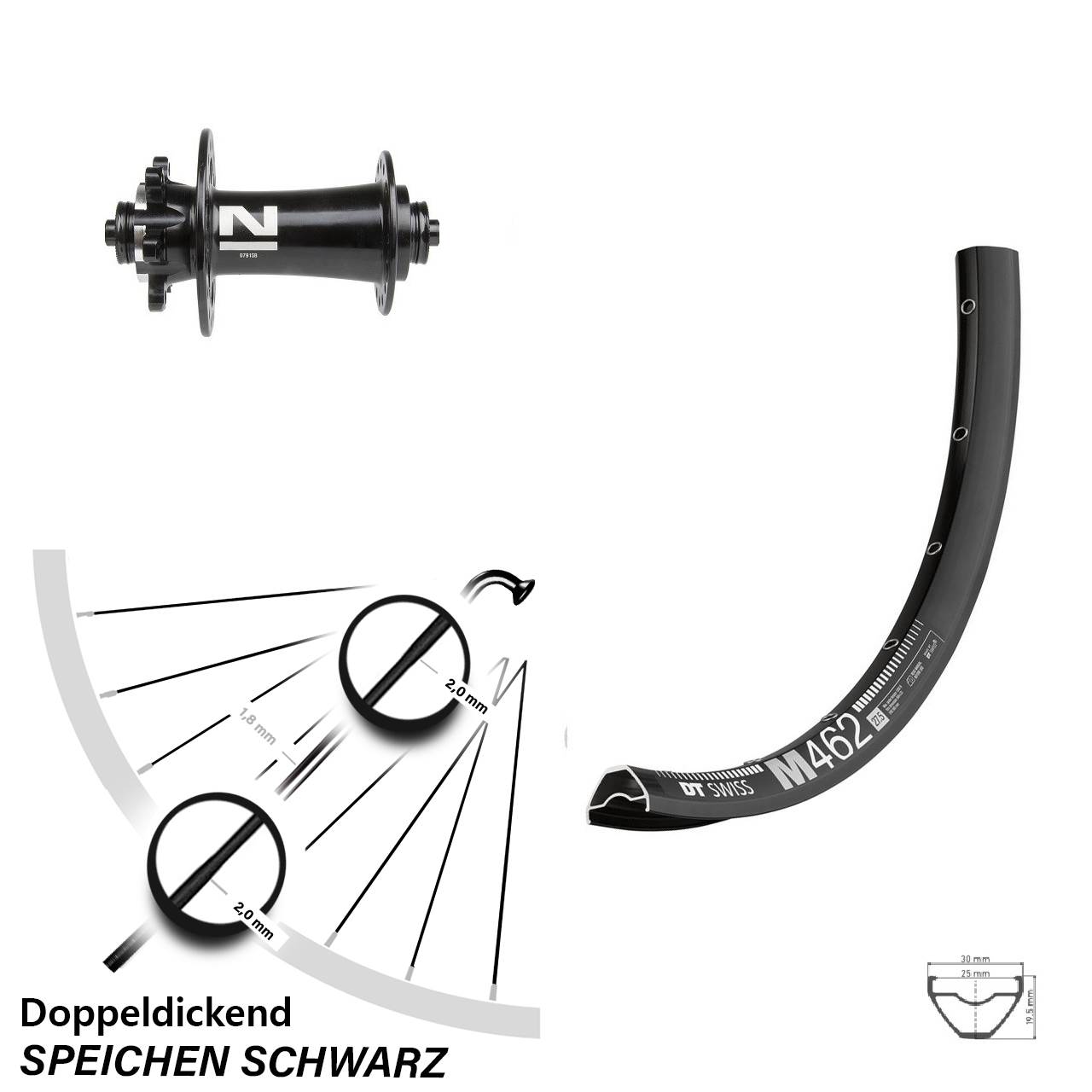 DT Swiss M 462 Novatec D791 27,5 Zoll Disc Laufrad QR