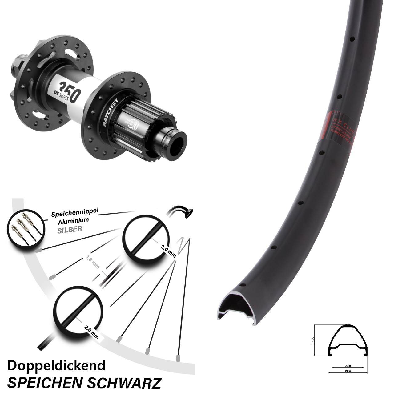 KX Clue DT Swiss 350 27,5 Zoll Disc Hinterrad 12x148 Boost Micro Spline