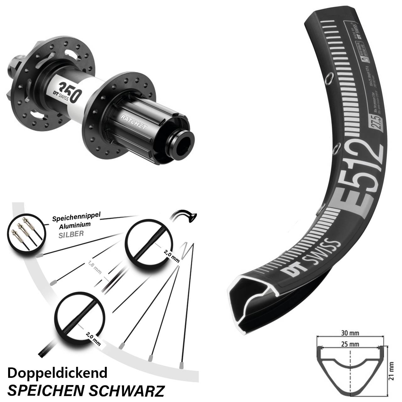 29 Zoll Hinterrad DT Swiss E 512 350 11-fach