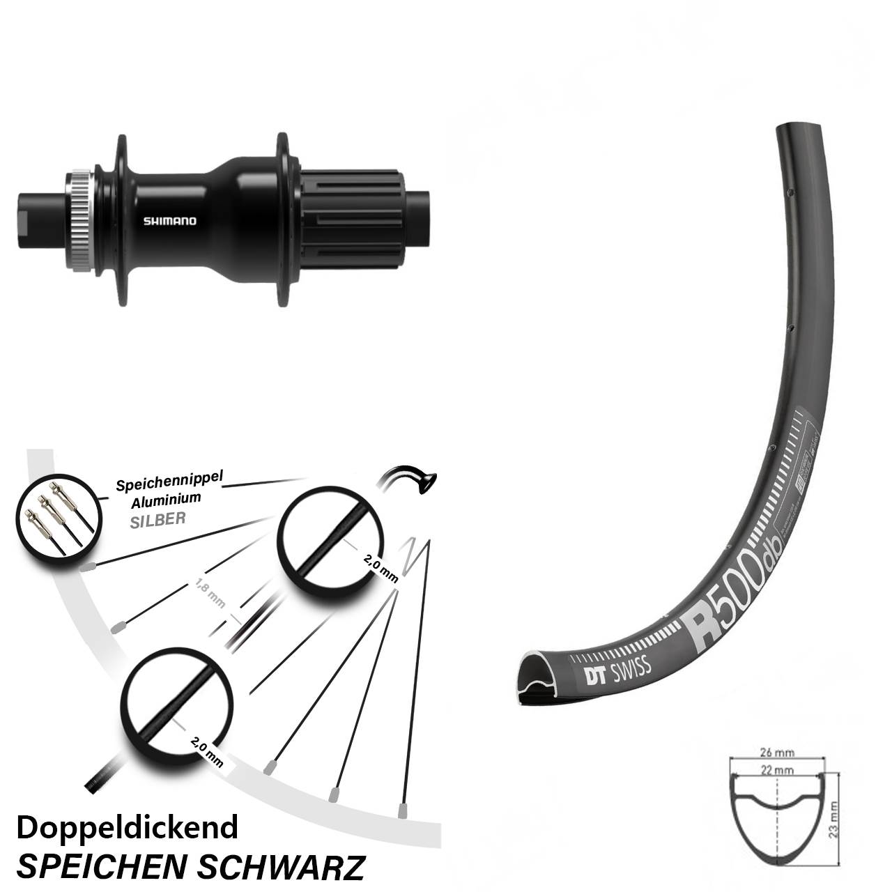 Disc Hinterrad 12x142 28 Zoll DT Swiss R500 Shimano FH-TC500 11-12 fach