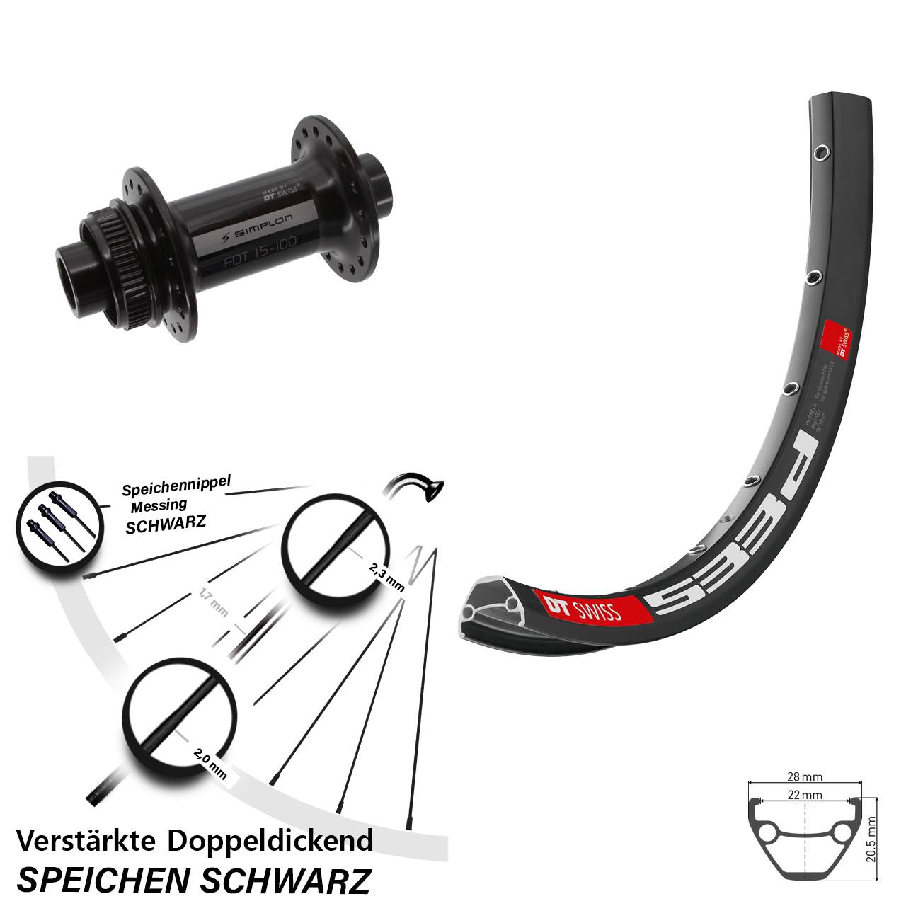 Centerlock Vorderrad 15x100 28-29 Zoll DT Swiss 533 D-370
