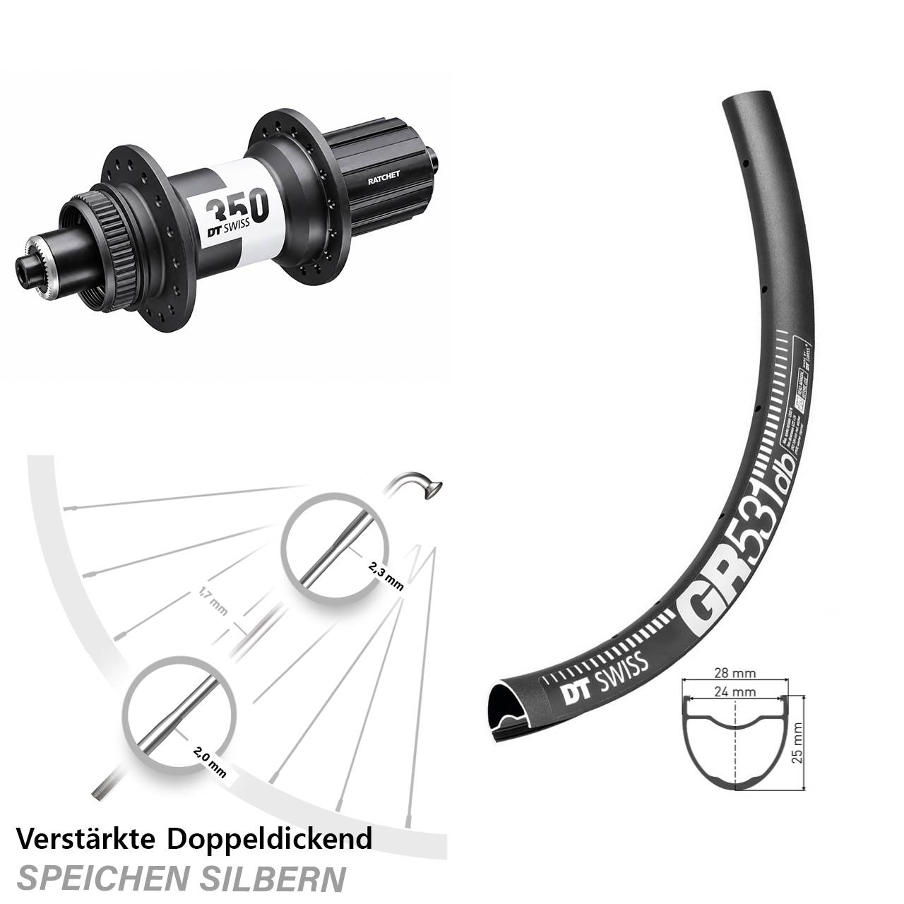 Disc Hinterrad 29 Zoll DT Swiss GR 531 DT Swiss 350 8-11 fach QR