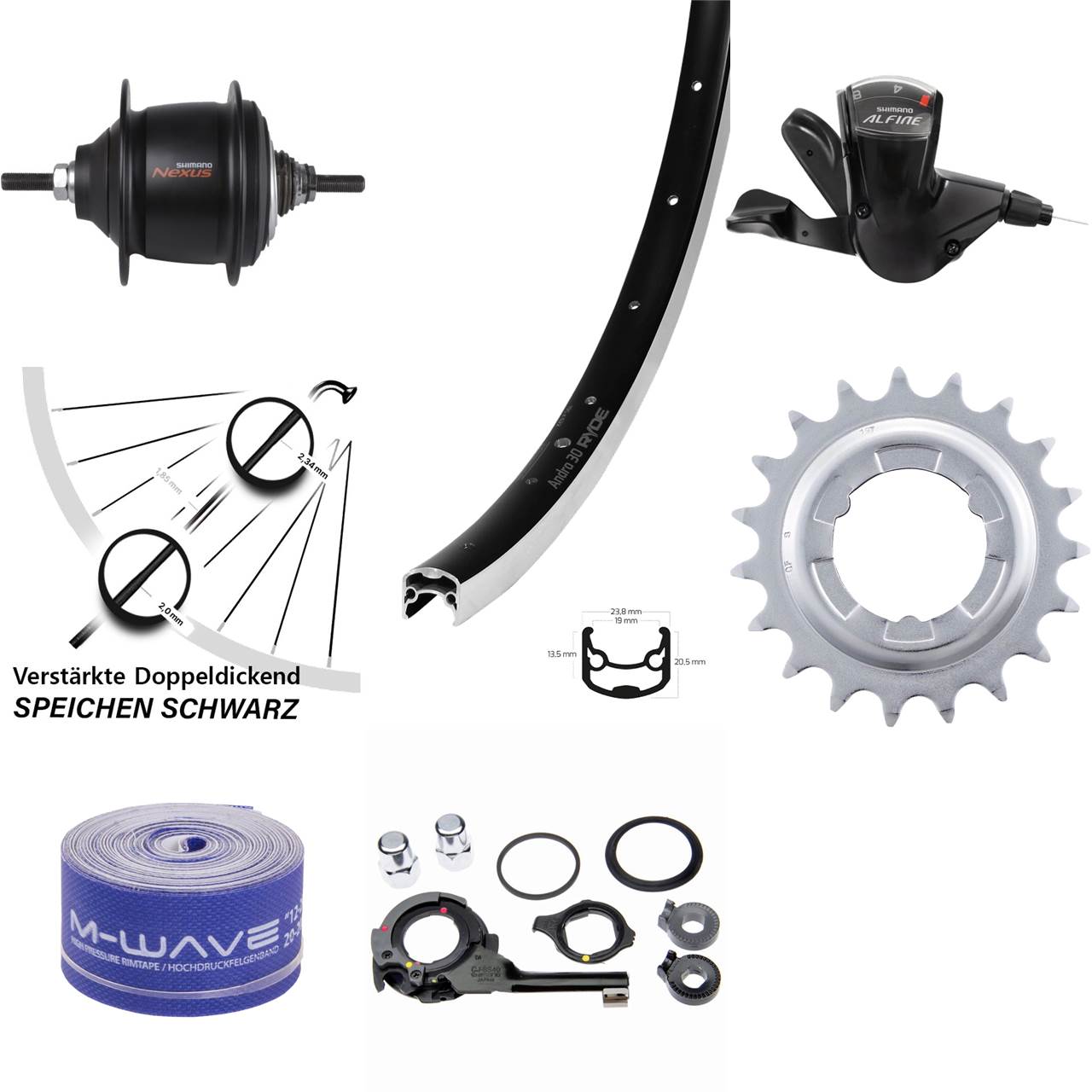 Hinterrad 28 Zoll Ryde Andra 30 Shimano Nexus 8 Gang Premium