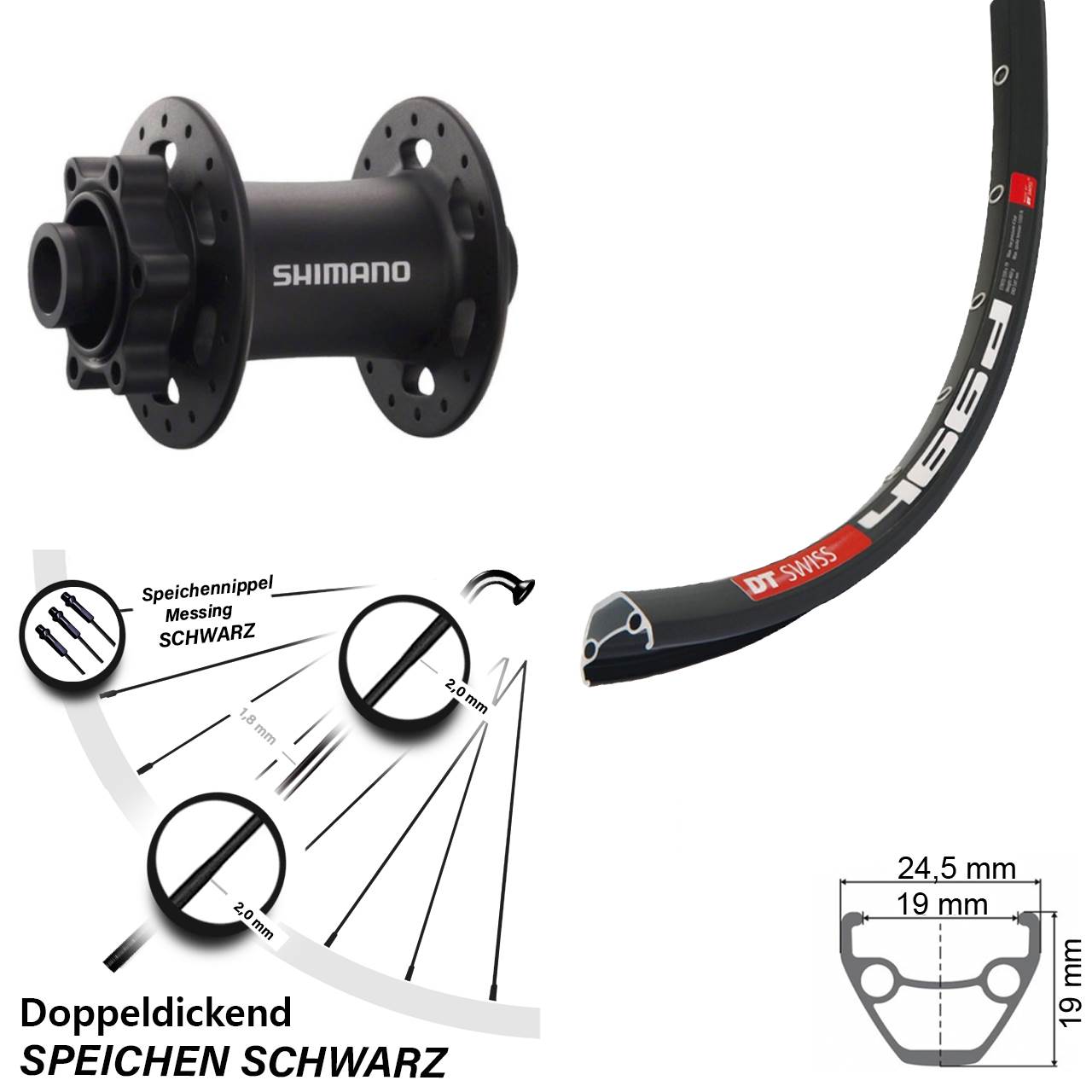 DT Swiss 466d Shimano Deore XT 28 Zoll Disc Laufrad 15x100