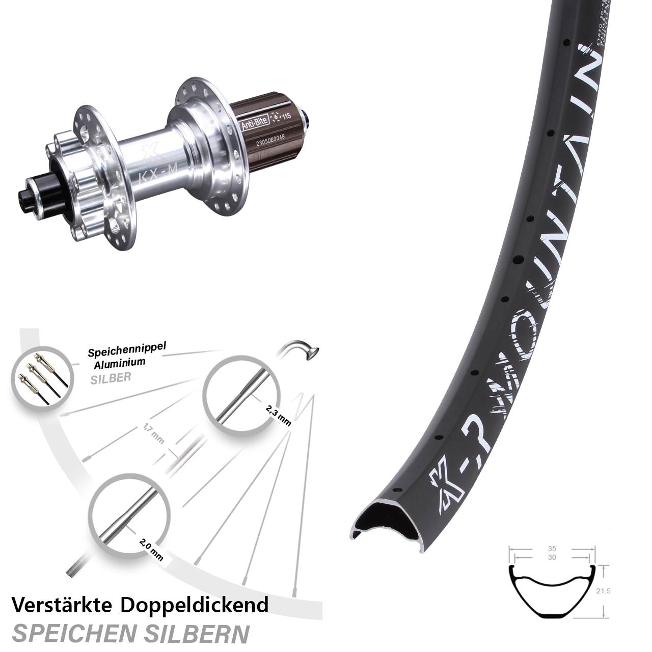 KX-MR Mountain 29 Zoll Disc Hinterrad QR 8-12 fach HG