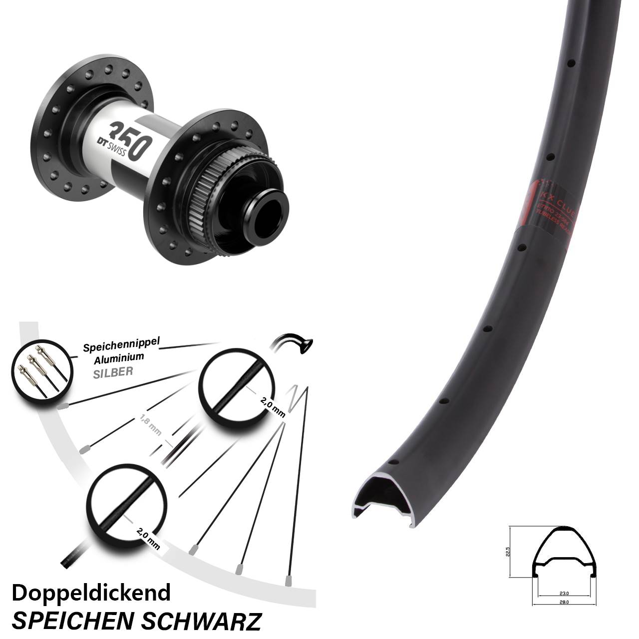 Laufrad 27,5 Zoll KX Clue DT Swiss 350 12x100 Centerlock