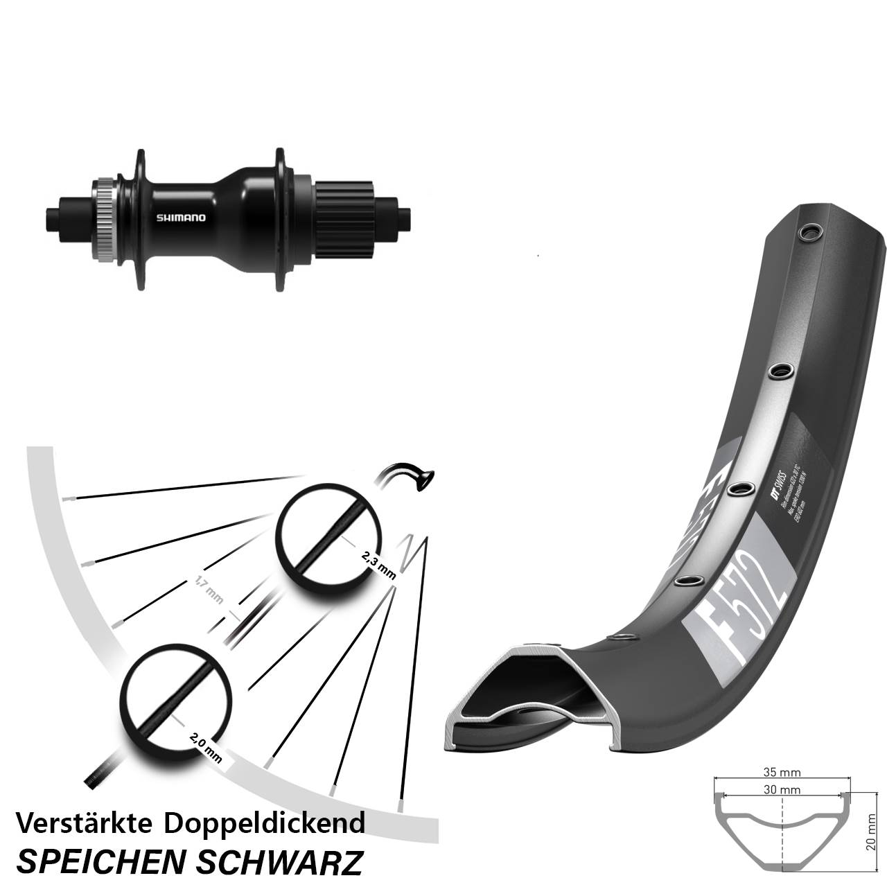 DT Swiss F 572 Shimano FH-QC500-MS 27,5 Zoll Hinterrad Centerlock QR Micro Spline