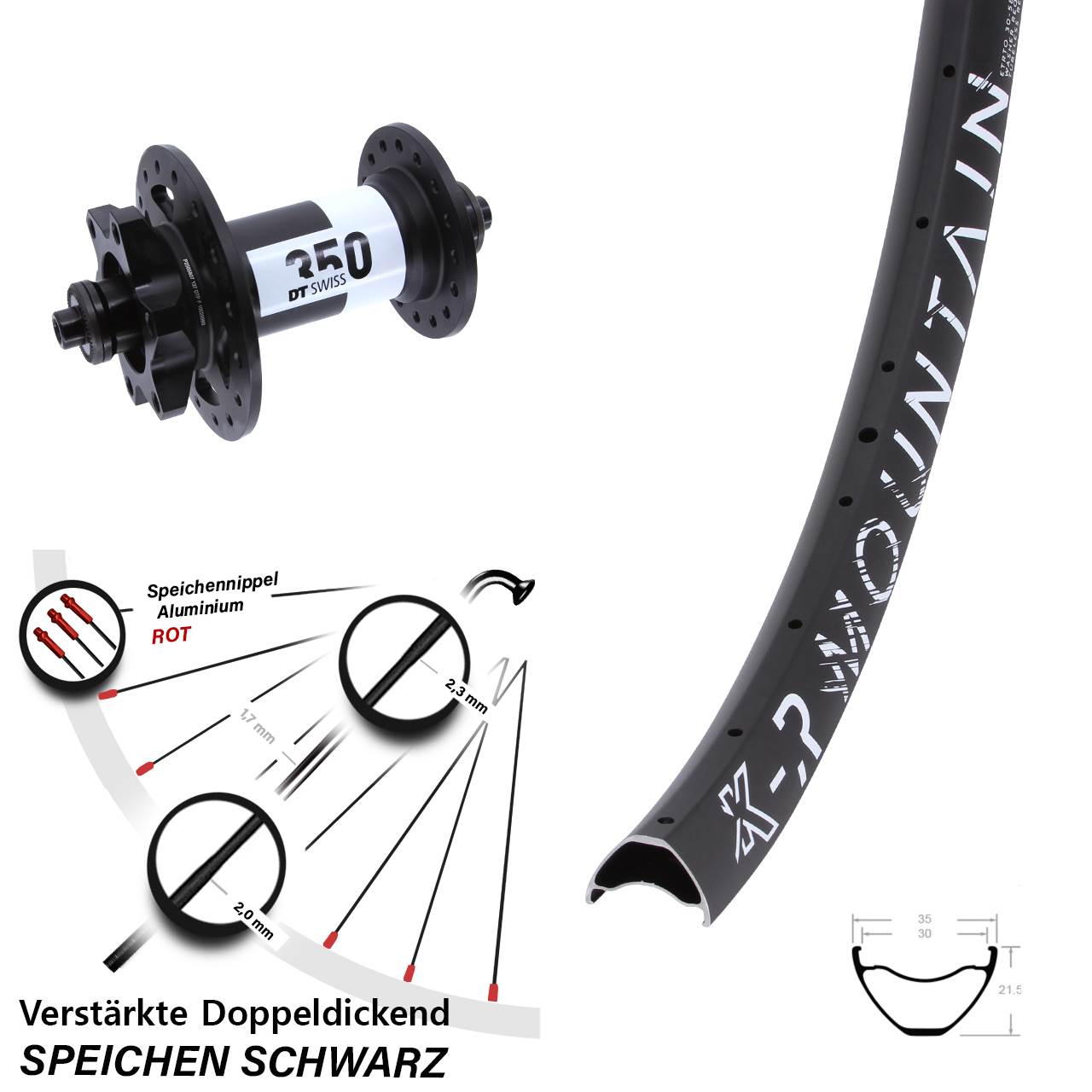 Disc Vorderrad für Schnellspanner 29 Zoll KX-R Mountain DT Swiss 350