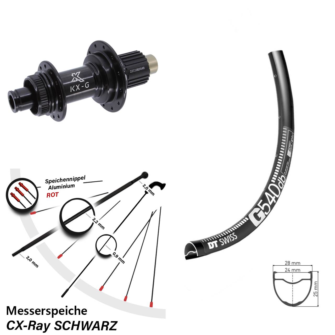 Disc Laufrad 29 Zoll DT Swiss G540 KX-G Shimano Micro Spline 12x142 CX-Ray