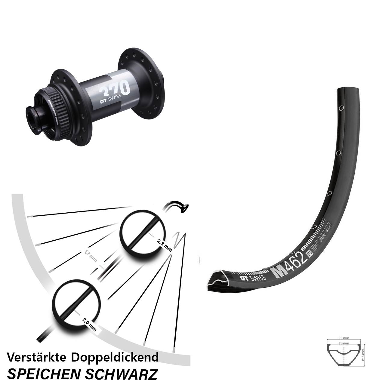 DT Swiss M 462-370 Centerlock 29 Zoll Vorderrad 15x100