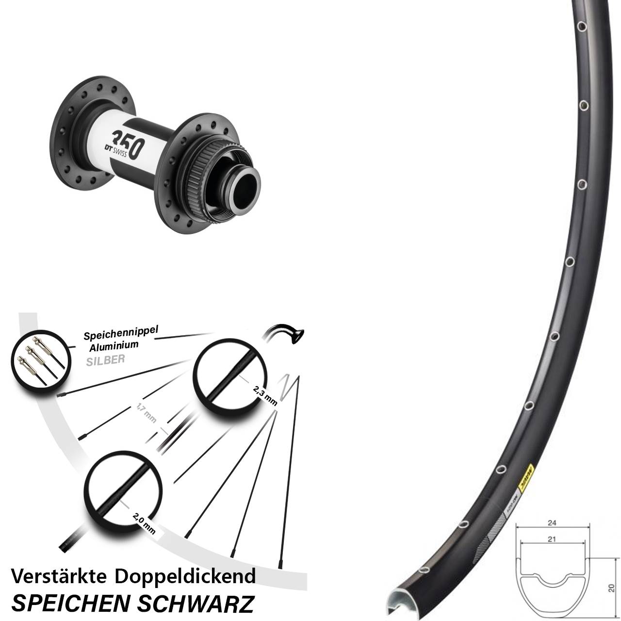 Disc Laufrad 29 Zoll Mavic XC621 DT Swiss 350 15x100