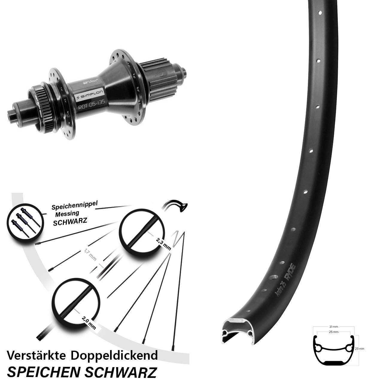 Disc Laufrad QR 28 Zoll Ryde Andra 25 DT Swiss 370 Hybrid Micro Spline