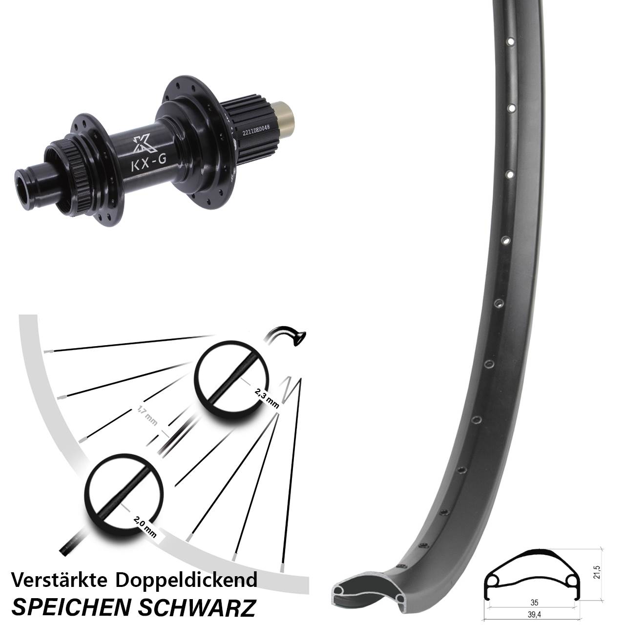 Centerlock Hinterrad 29 Zoll Ambrosio E35 KX-G Micro Spline 12x142