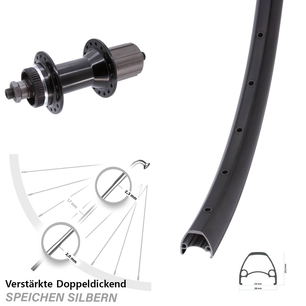 29 Zoll Ambrosio Sport Joytech D762 Disc Hinterrad QR 8-11 fach HG