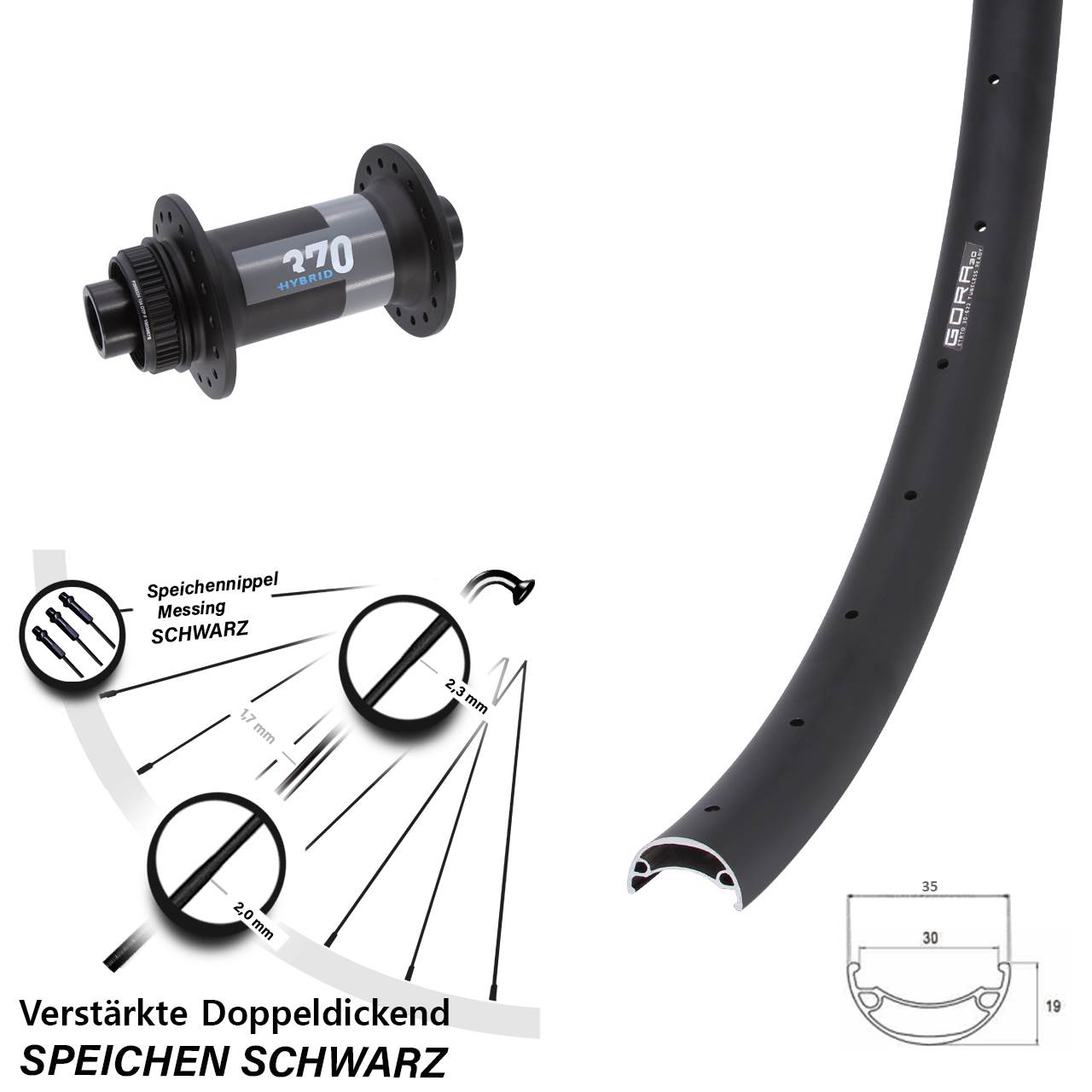 Boost Vorderrad Centerlock 15x110 29 Zoll Gora 30 DT Swiss 370 Hybrid