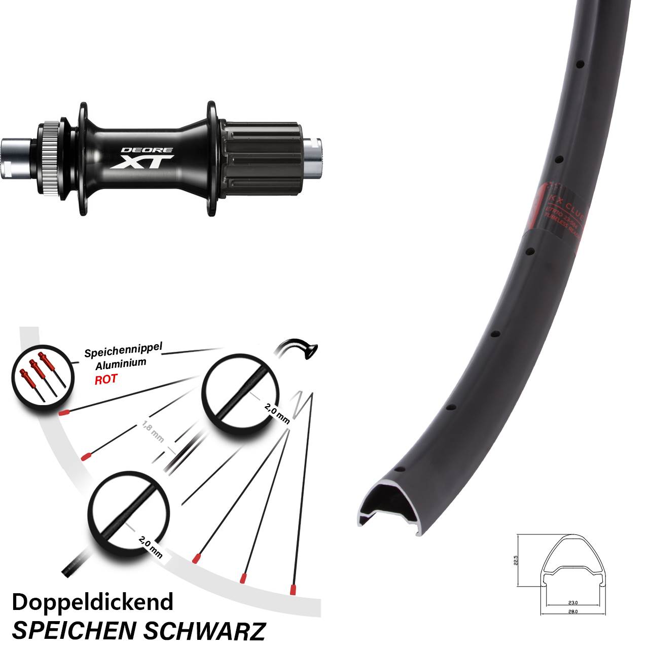 Disc Hinterrad 27,5 Zoll KX Clue Shimano FH-M8010-B 8-11 fach 12x148