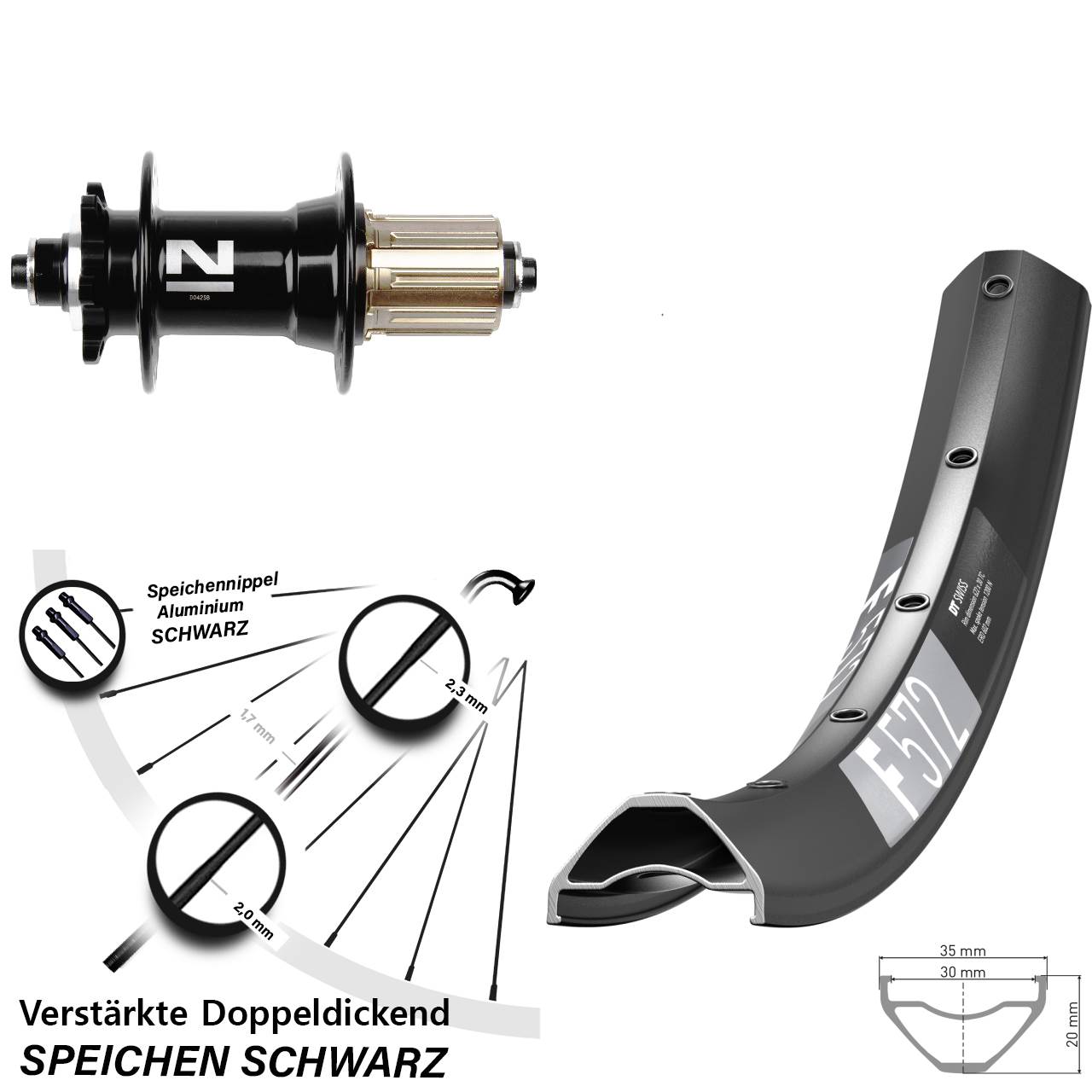 Hinterrad 6-Loch 29 Zoll DT Swiss F 572 Novatec D042 8-11 fach HG für Schnellspanner