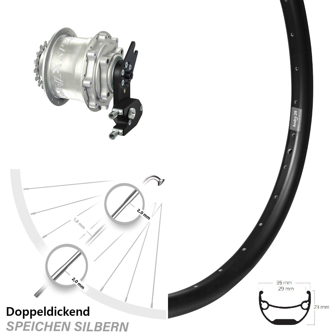 Rohloff Speedhub CC OEM2 DB Laufrad Ryde Andra 29 Zoll