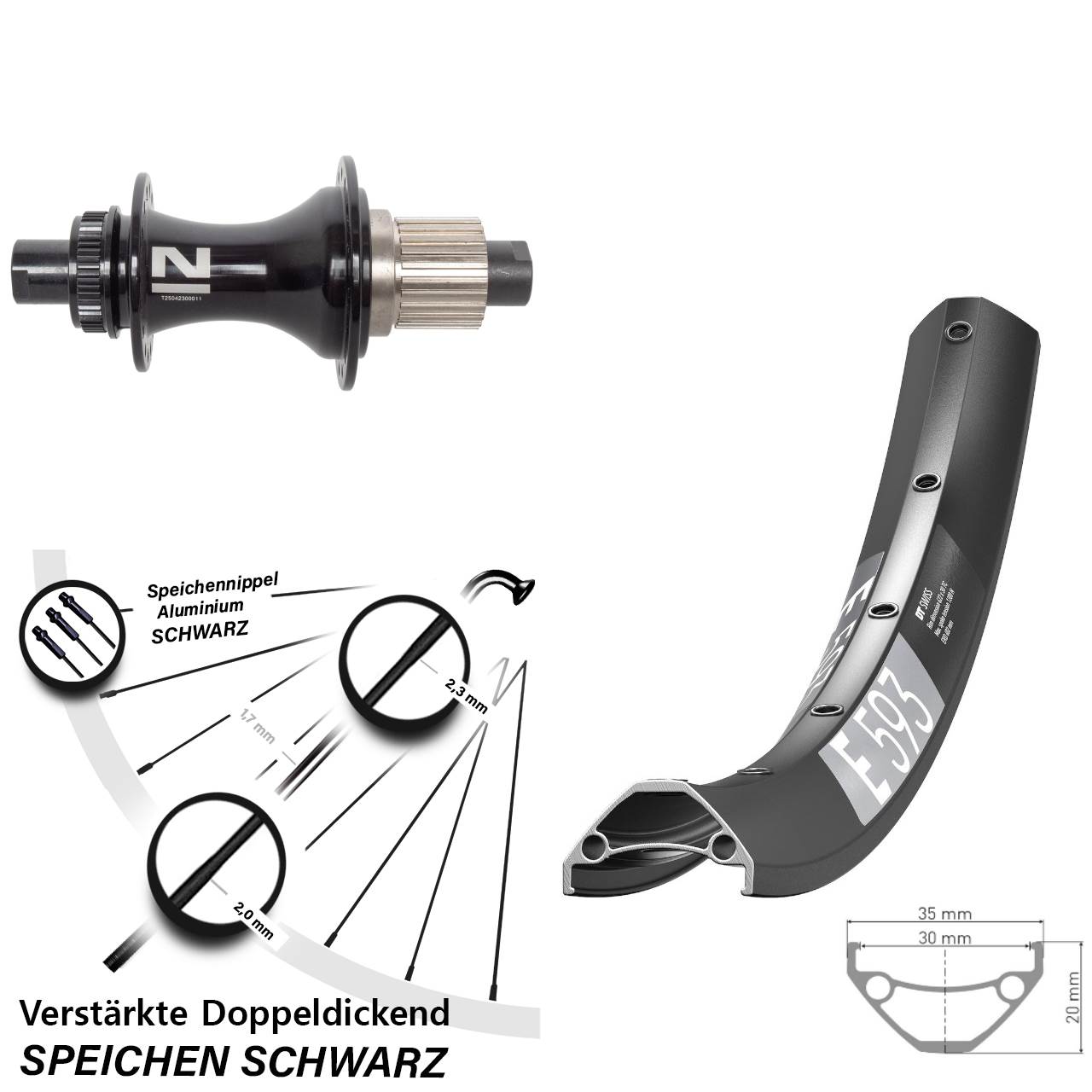 Disc Hinterrad 12x148 27,5 Zoll DT Swiss E593 Novatec D462 Micro Spline