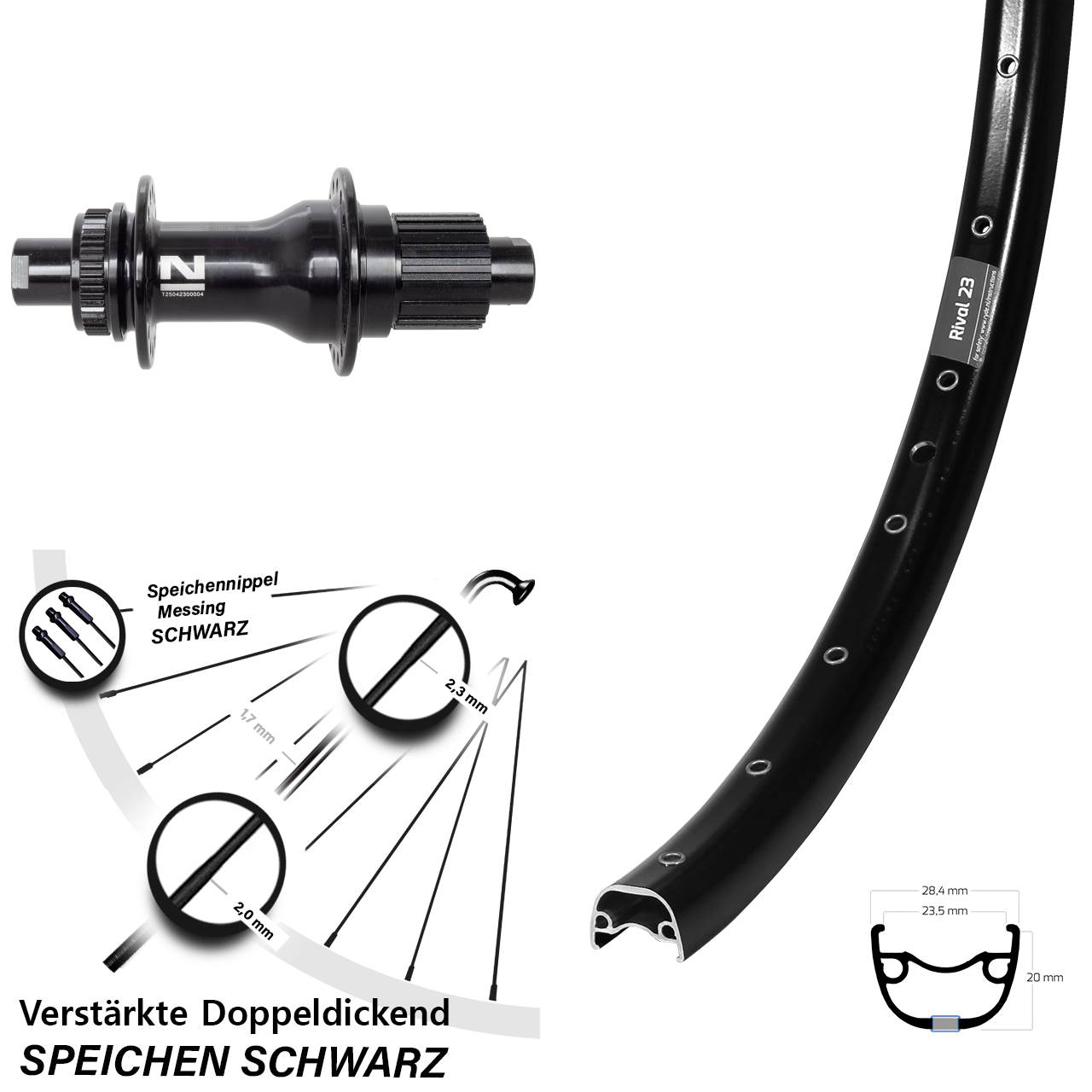Ryde Rival 23 Novatec D792 650B Hinterrad Centerlock 12x142 Shimano Micro Spline