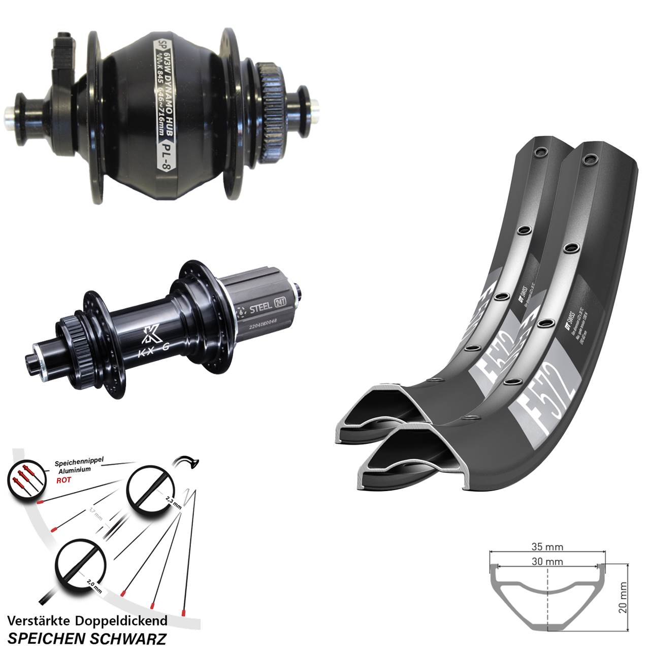 Laufradsatz Centerlock 29 Zoll DT Swiss F572 KX-GS verstärkt Shutter PL-8 8-12 fach HG QR