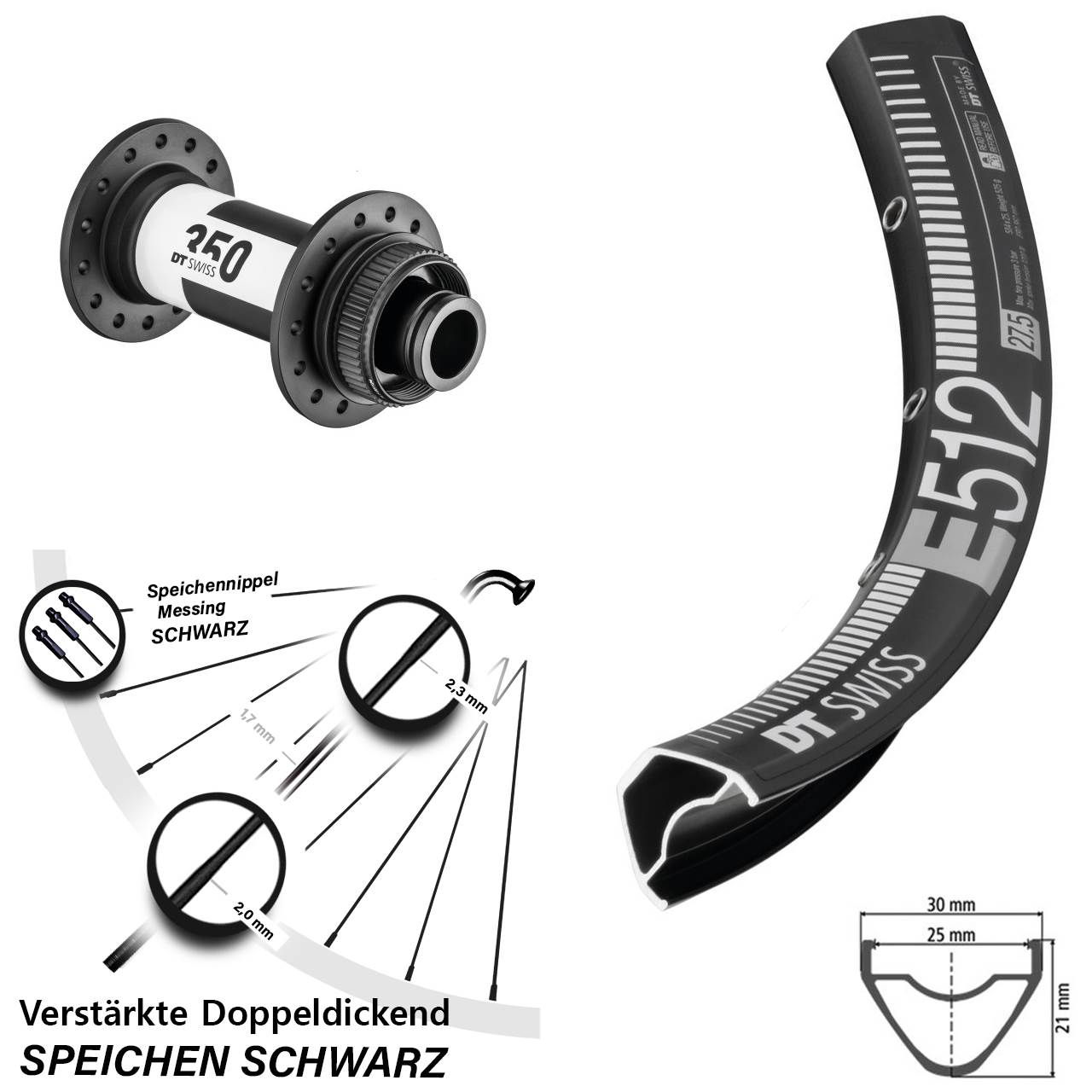 Centerlock 29 Zoll Vorderrad DT Swiss E512-350 15x110 Boost
