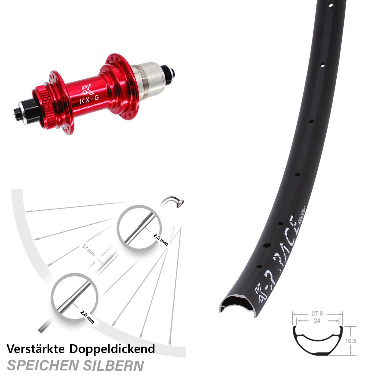 KX-GR Race rot Disc Laufrad für Schnellspanner SRAM XDR