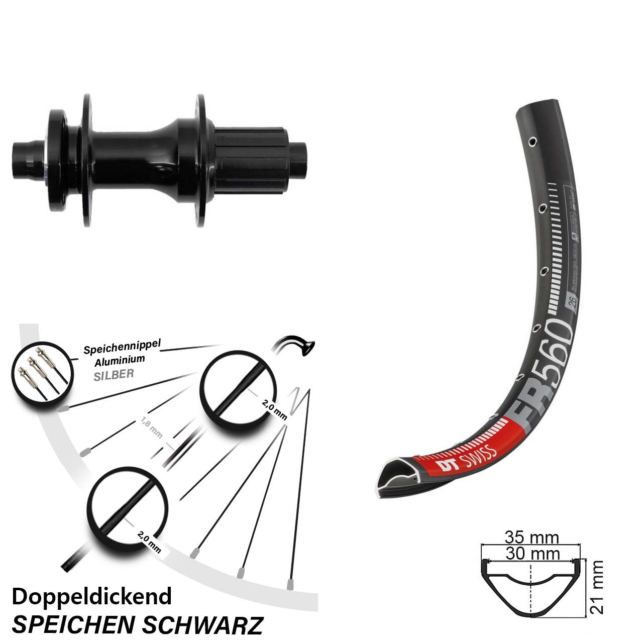 DT Swiss FR 560 Fastace DA210 26 Zoll Disc Laufrad 12x148 8-12 fach HG