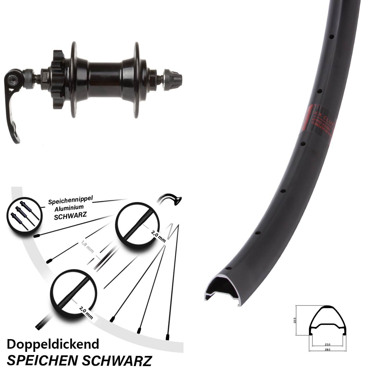 KX Clue Novatec 27,5 Zoll Disc Vorderrad für Schnellspanner