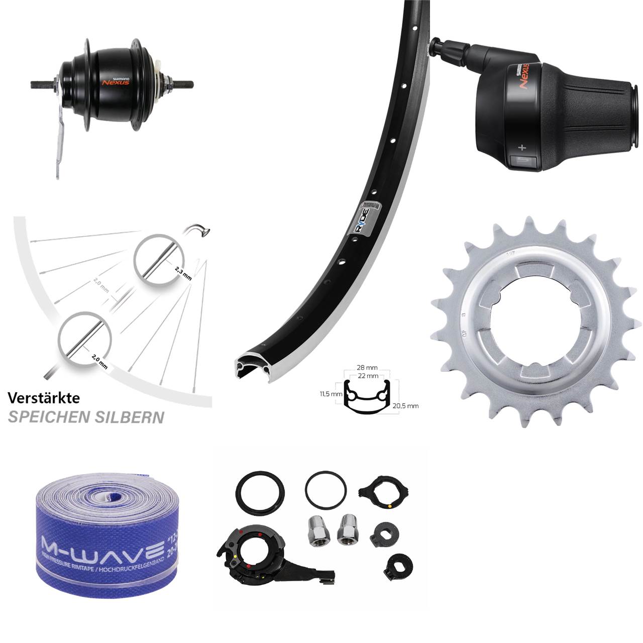 Hinterrad 27,5 Zoll Ryde Andra 35 Shimano Nexus 8 Gang Rücktritt