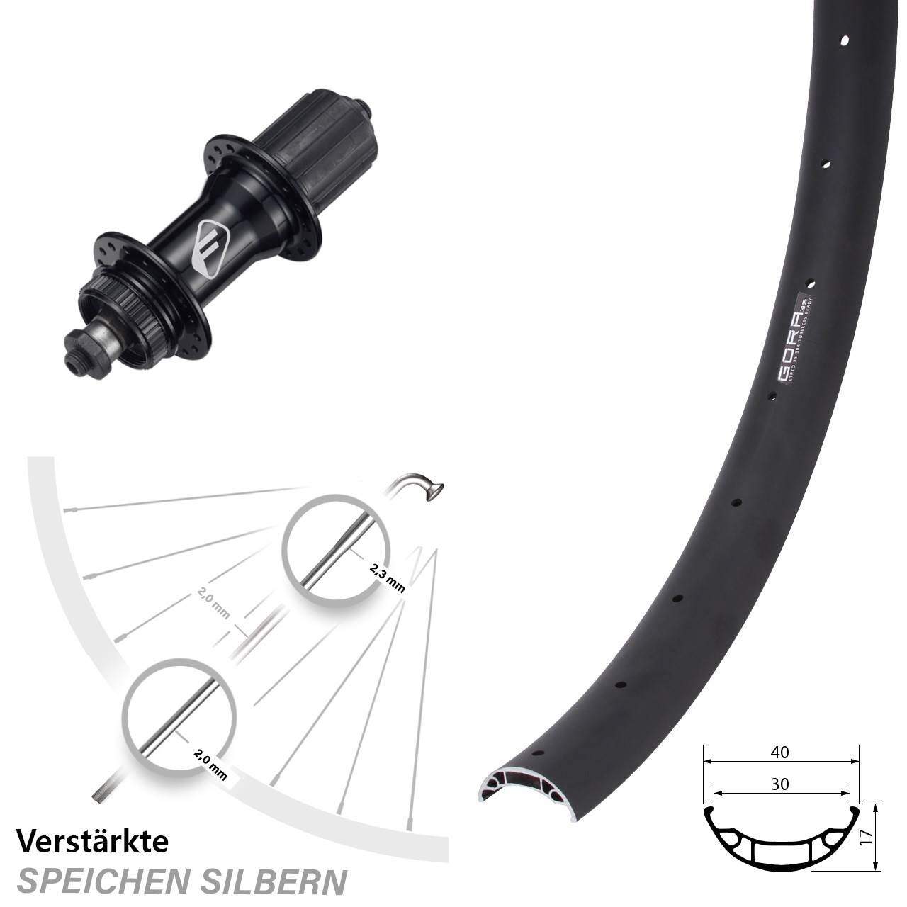 Disc Laufrad 27,5 Zoll Gora 35 Formula CL52 8-11 fach HG für Schnellspanner