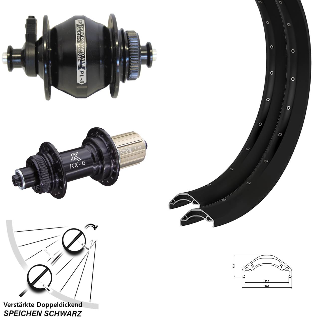 Centerlock Laufradsatz 29 Zoll Ryde Disc 35 KX-G Shutter PL-8 8-12 fach HG QR