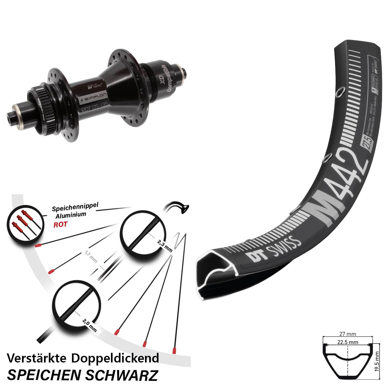 Disc Laufrad 29 Zoll DT Swiss M 442-370 XD 11-12 fach QR