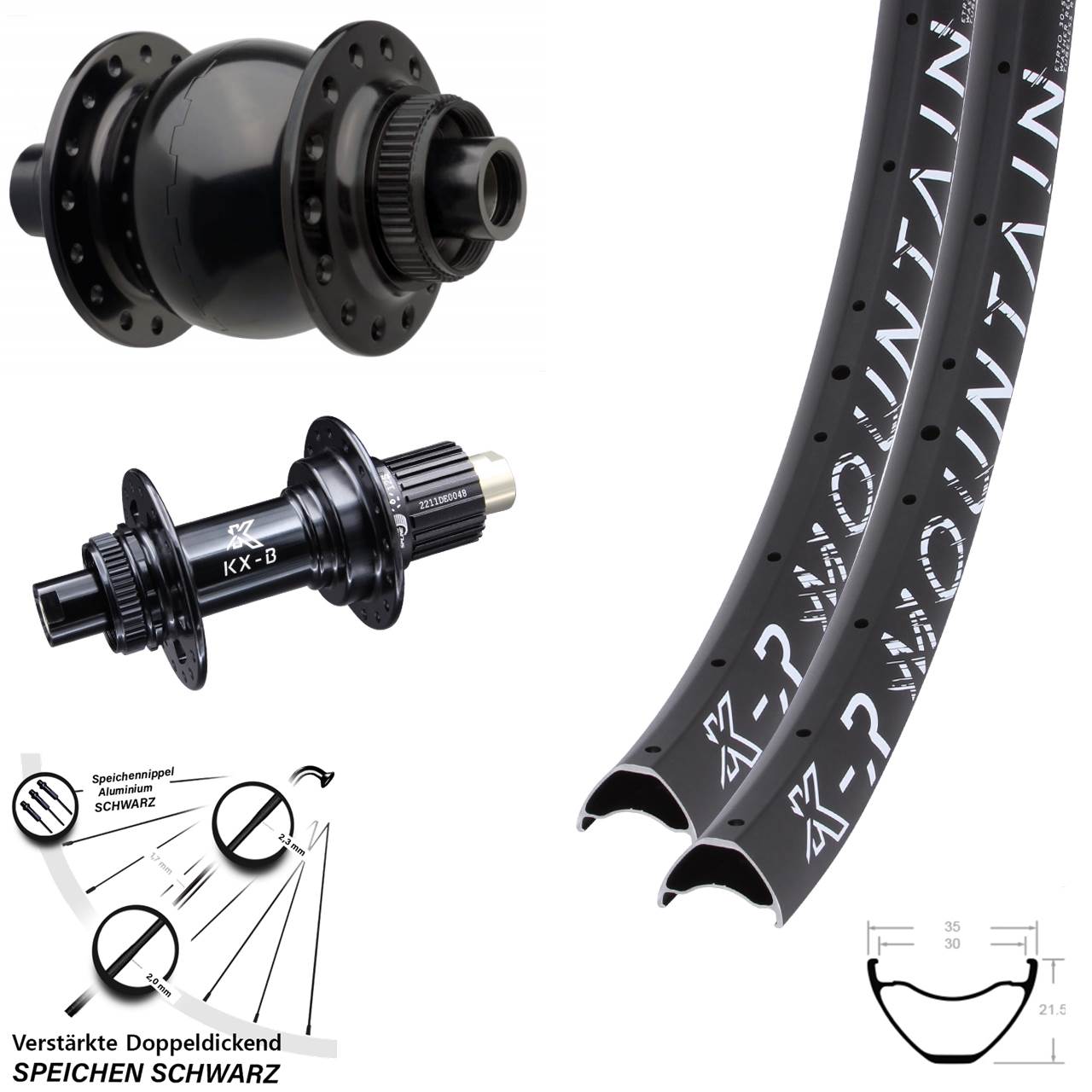 Laufrad-Satz 15x110 12x148 29 Zoll KXR-B Mountain SON 28 Micro Spline