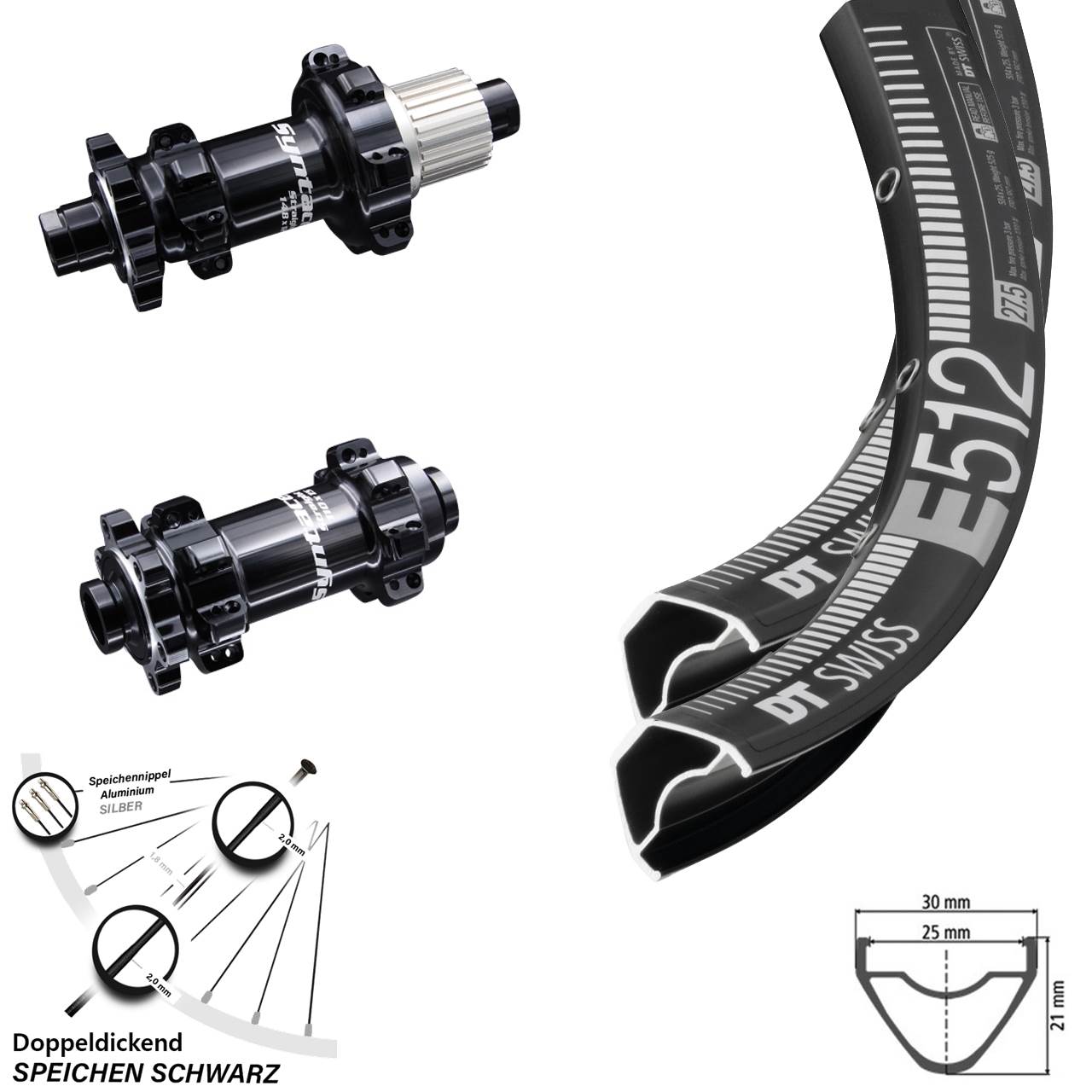 29 Zoll MTB Enduro Laufradsatz Syntace Boost Straightpull DT Swiss E 512 Micro Spline