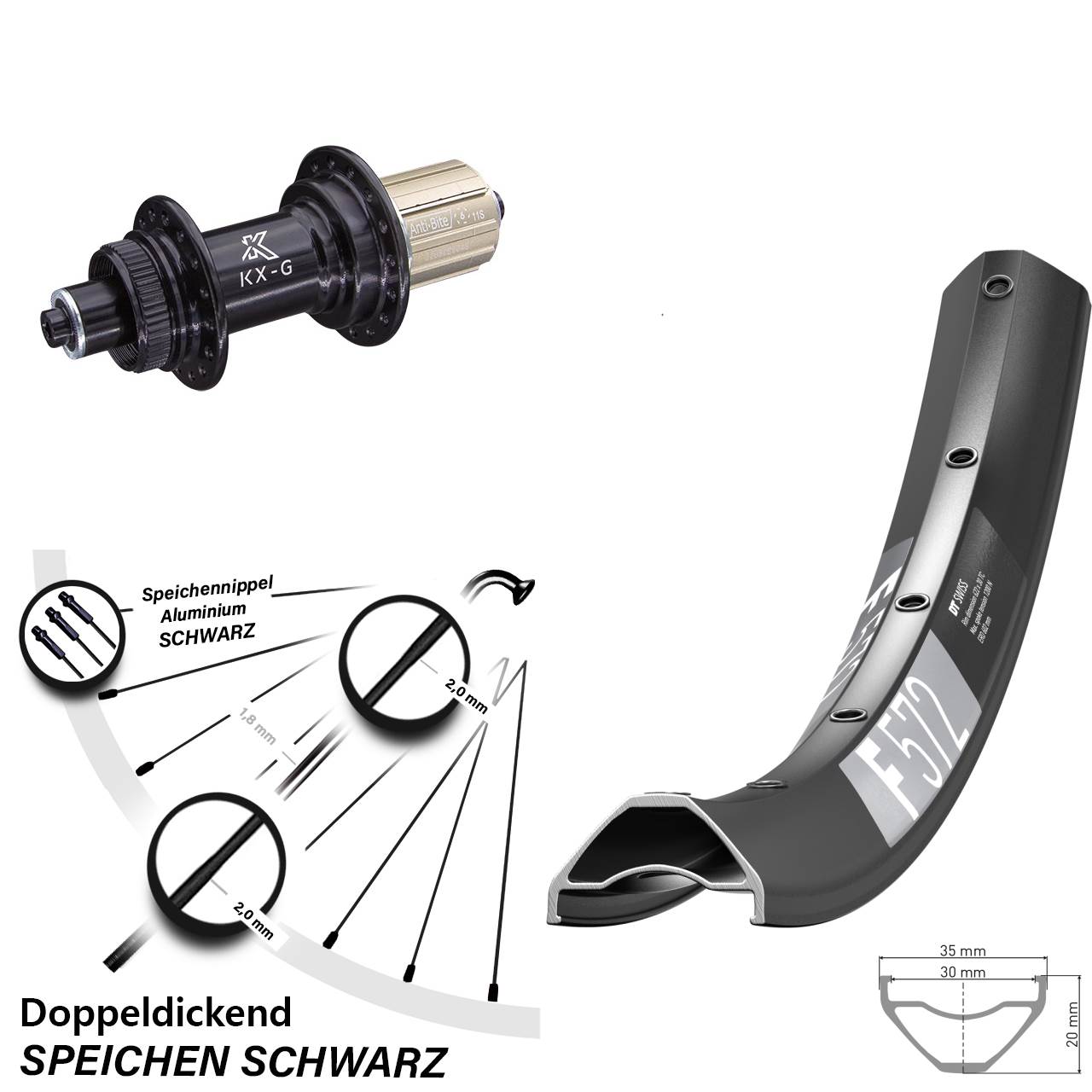Hinterrad Centerlock QR 27,5 Zoll DT Swiss F 572 KX-G 8-12 fach
