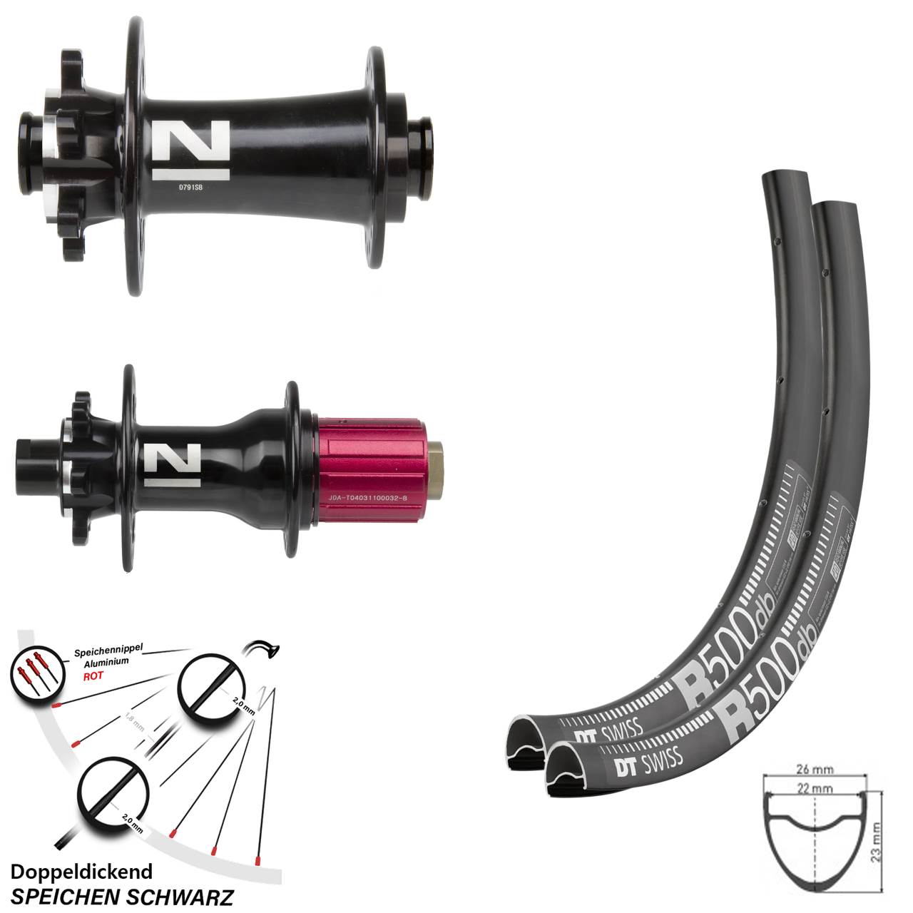 DT Swiss R 500 Laufradsatz Road Disc 6-loch Novatec Superlight 8-12 fach Steckachse
