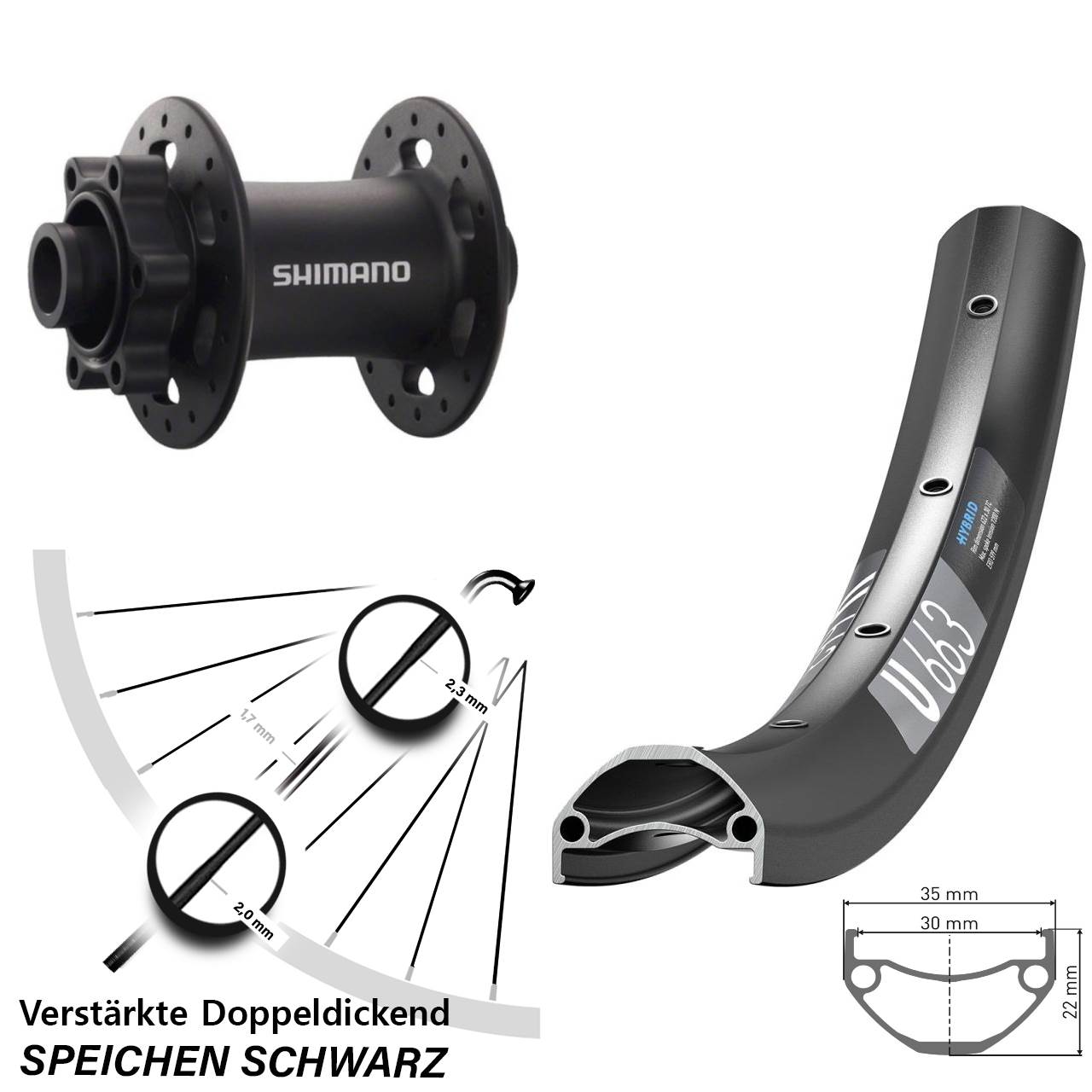 6-Loch Vorderrad 27,5 Zoll DT Swiss U 663 Shimano Deore XT 15x100