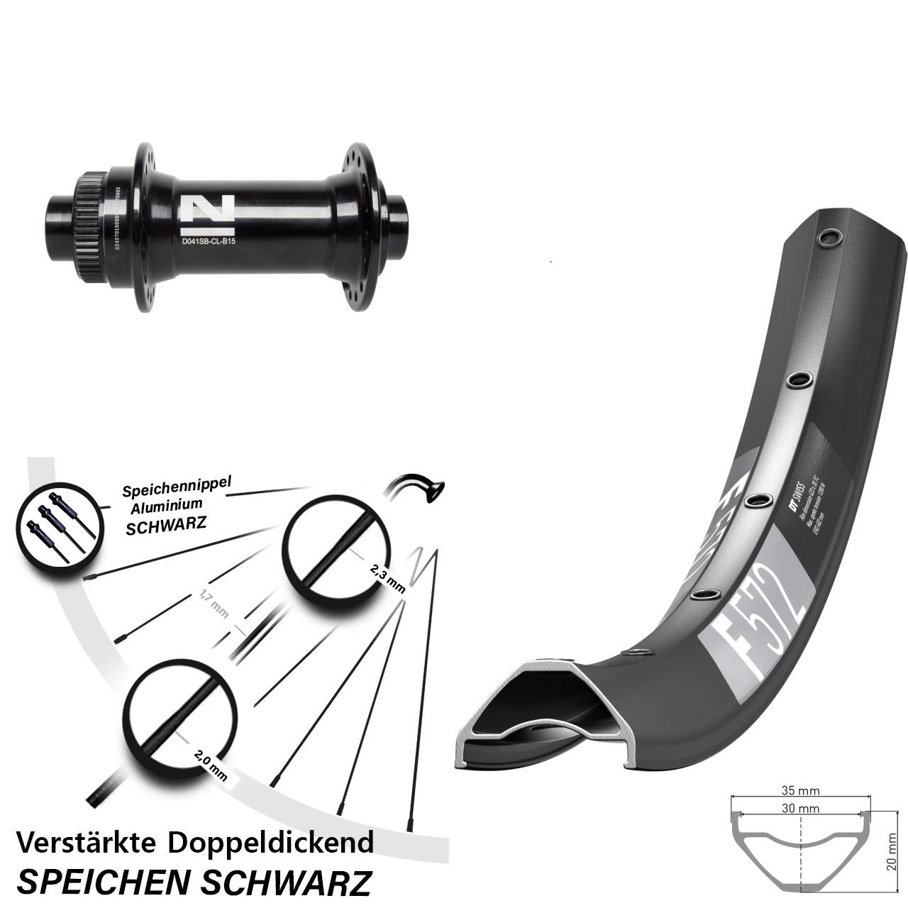 Boost Disc Vorderrad 15x110 27,5 Zoll DT Swiss F572 Novatec D041